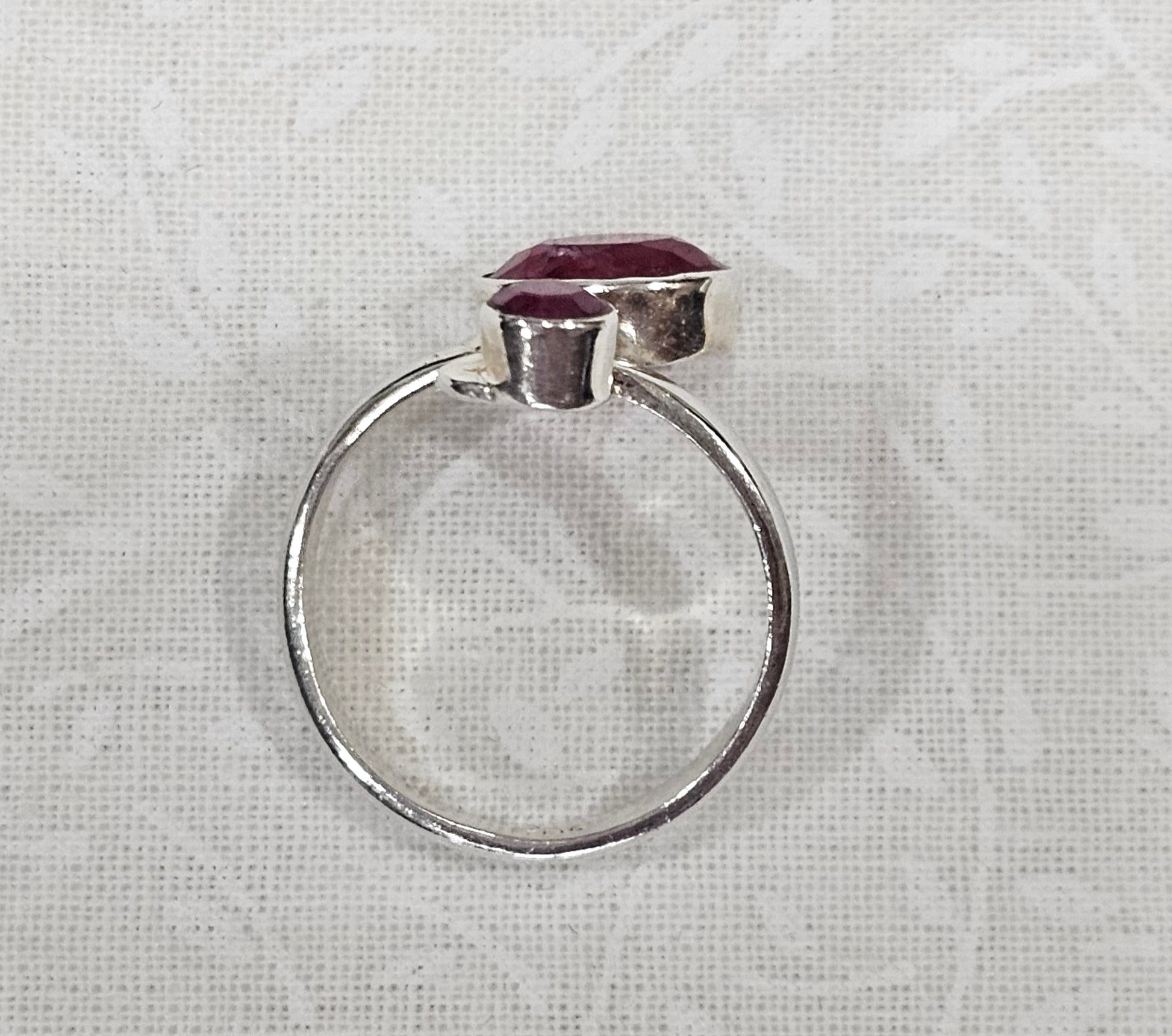 Sterling Silver Ruby Gemstone Ring - Size 7