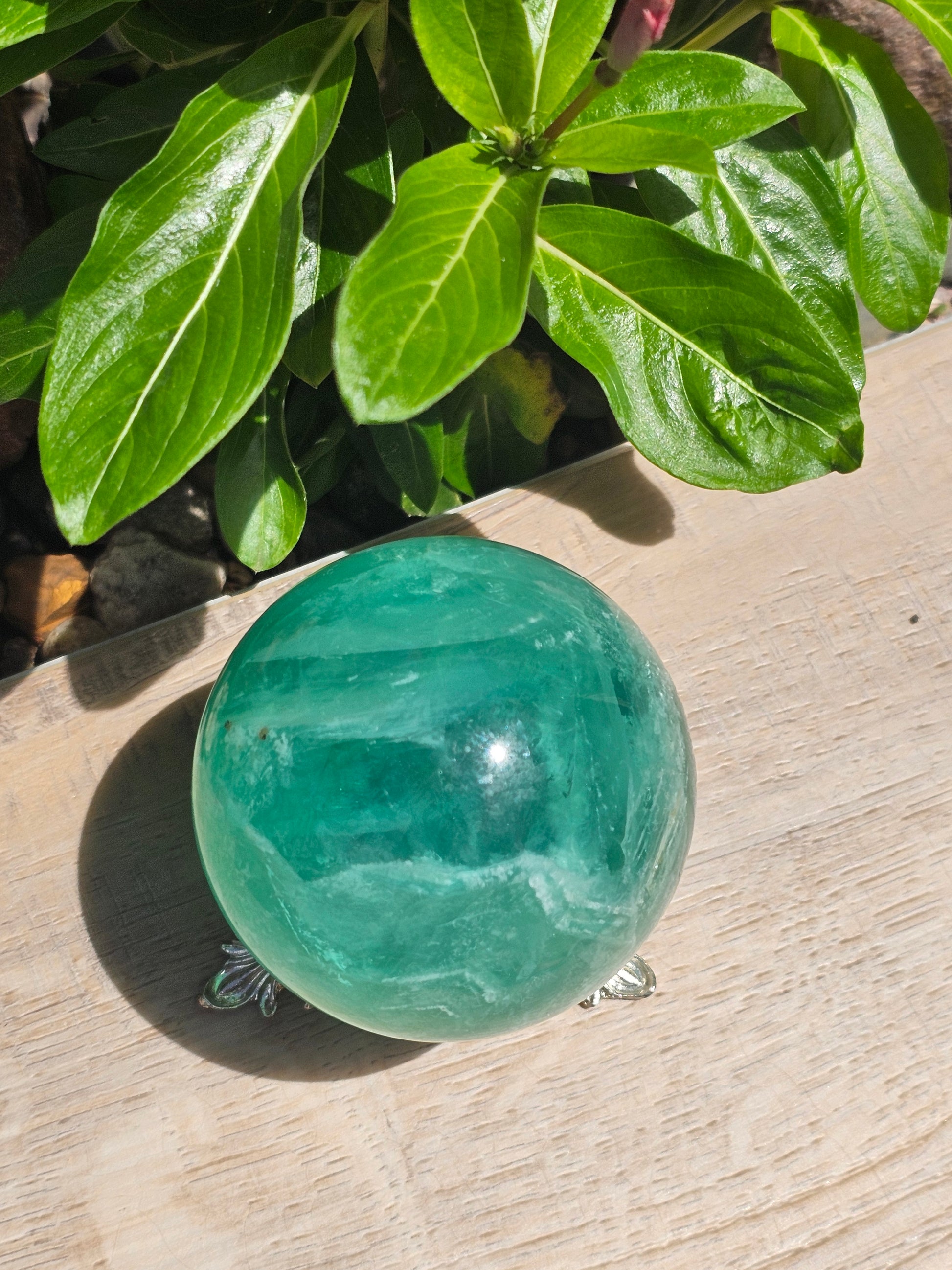 Green Fluorite Crystal Sphere 63mm