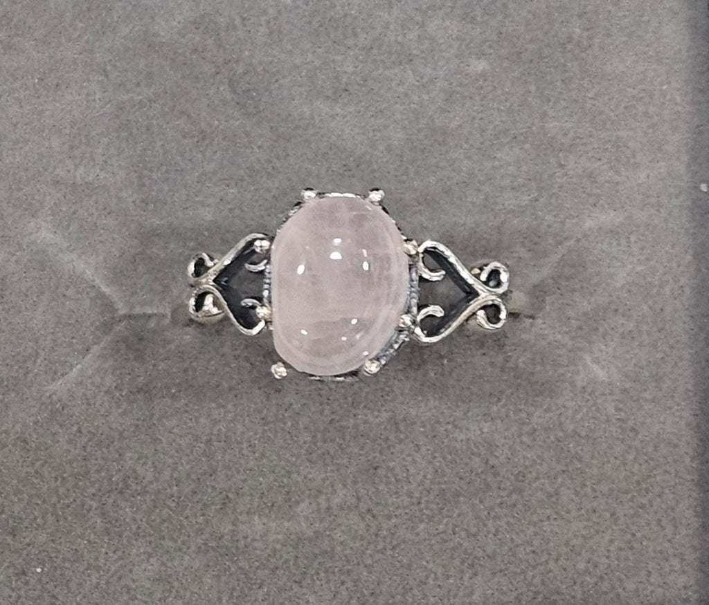 Sterling Silver Pink Quartz Gemstone Ring - Size 8