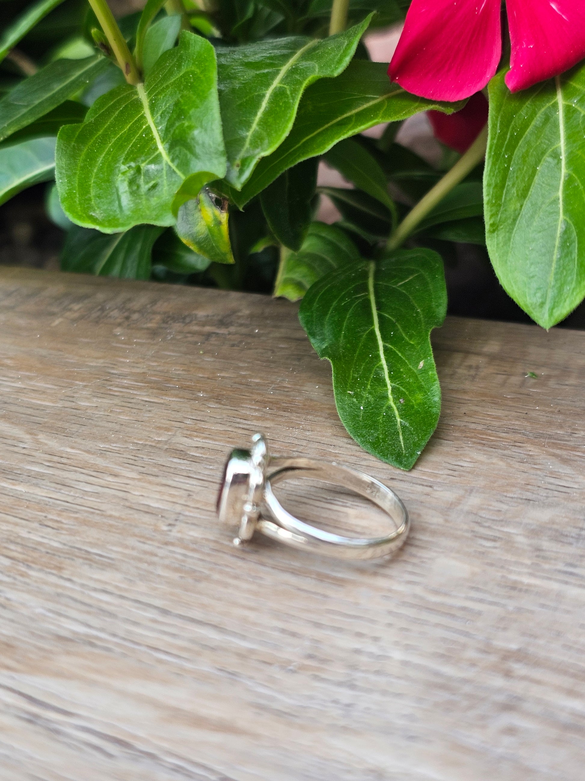 Garnet Gemstone Sterling Silver Ring 6