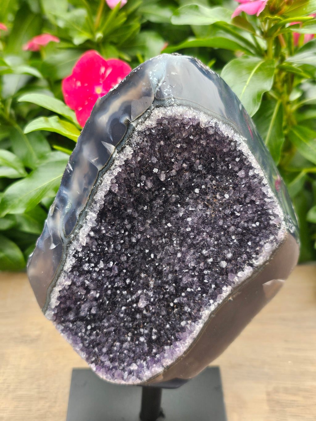 Black Amethyst Raw Crystal On Stand