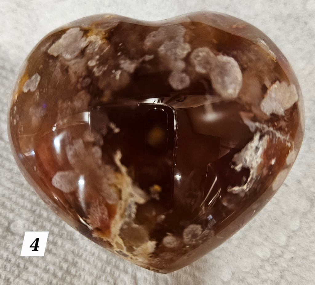 Flower Agate Crystal Heart 2.3 Inch Small - Natural Stone