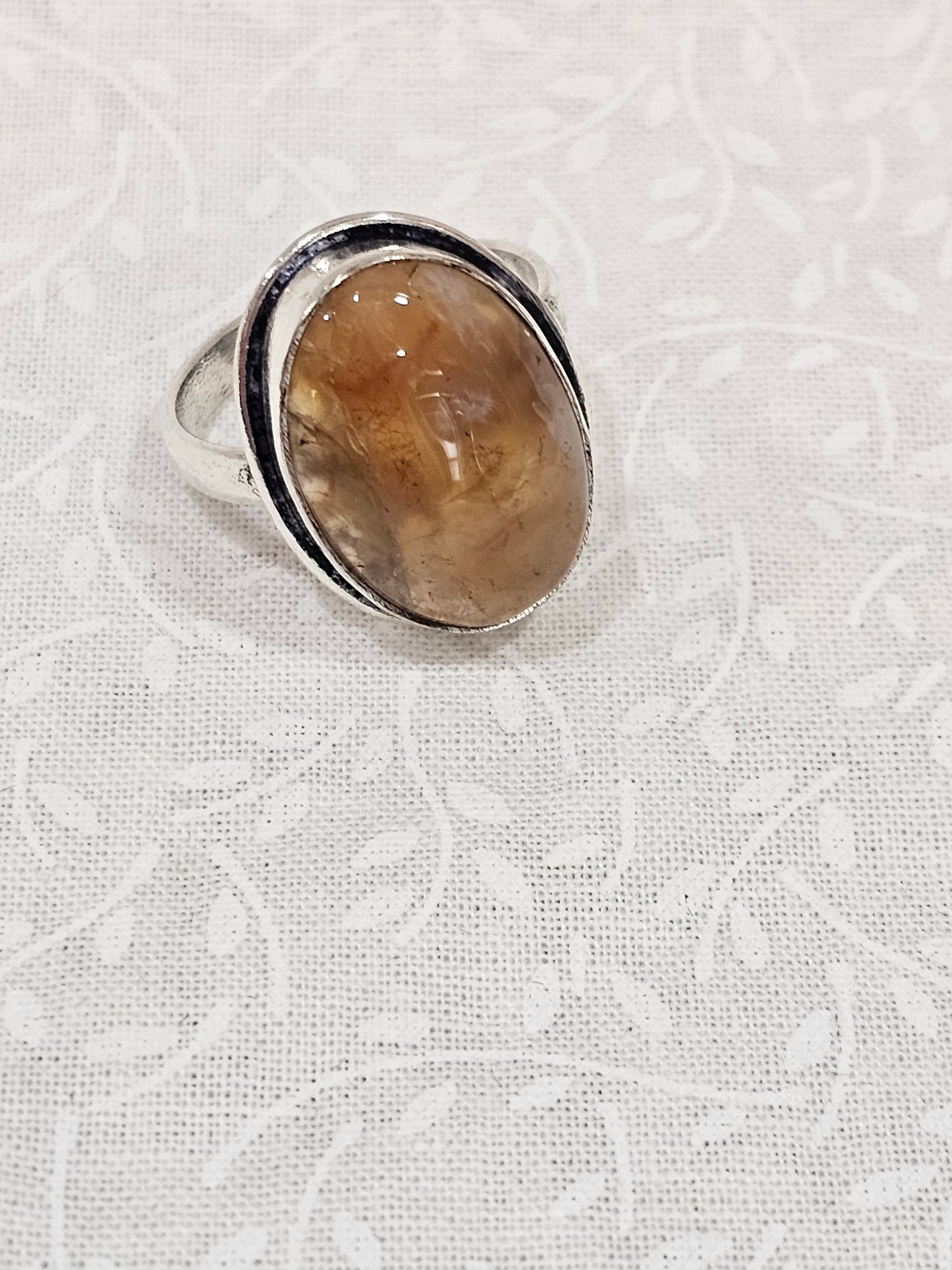 Sterling Silver Agate Gemstone Ring - Size 8
