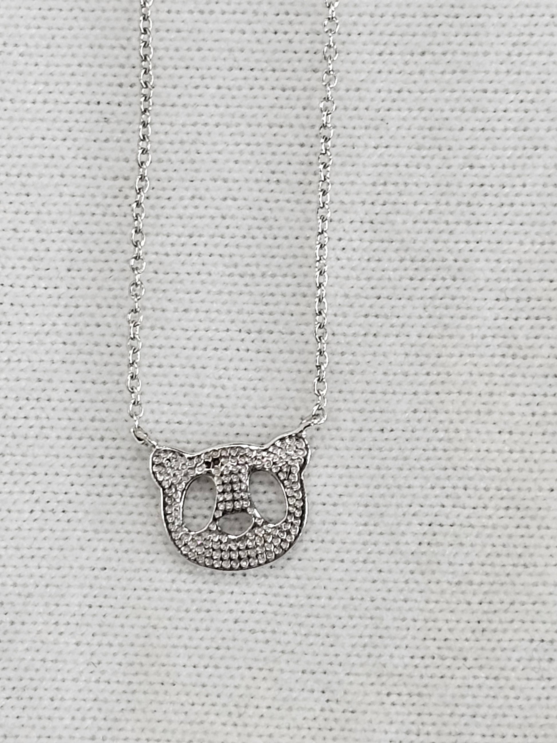 Sterling Silver Bear Pendant Chain Necklace 18 Inch