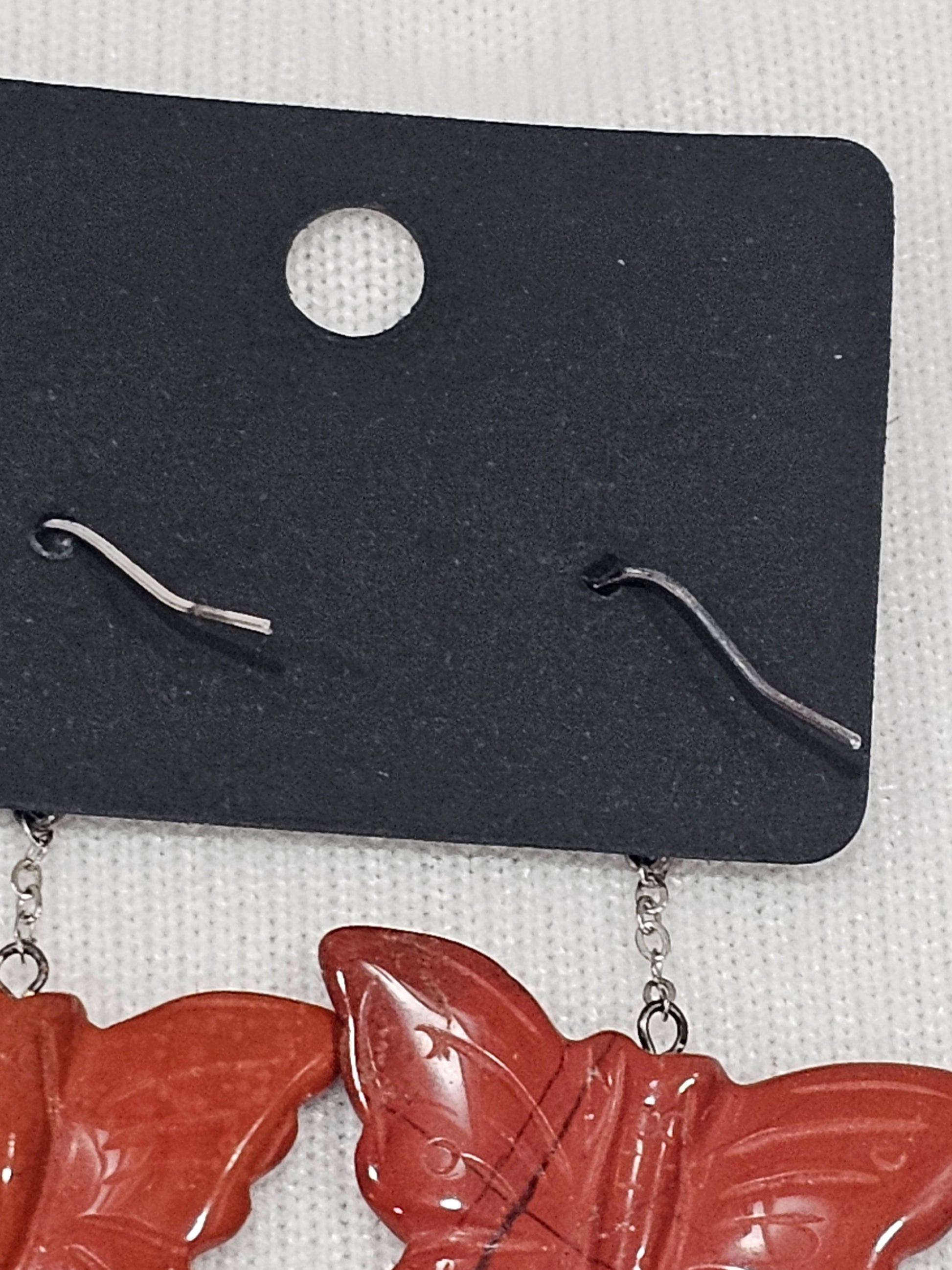 Red Jasper Earrings - Natural Stone Sterling Silver Dangle Earrings