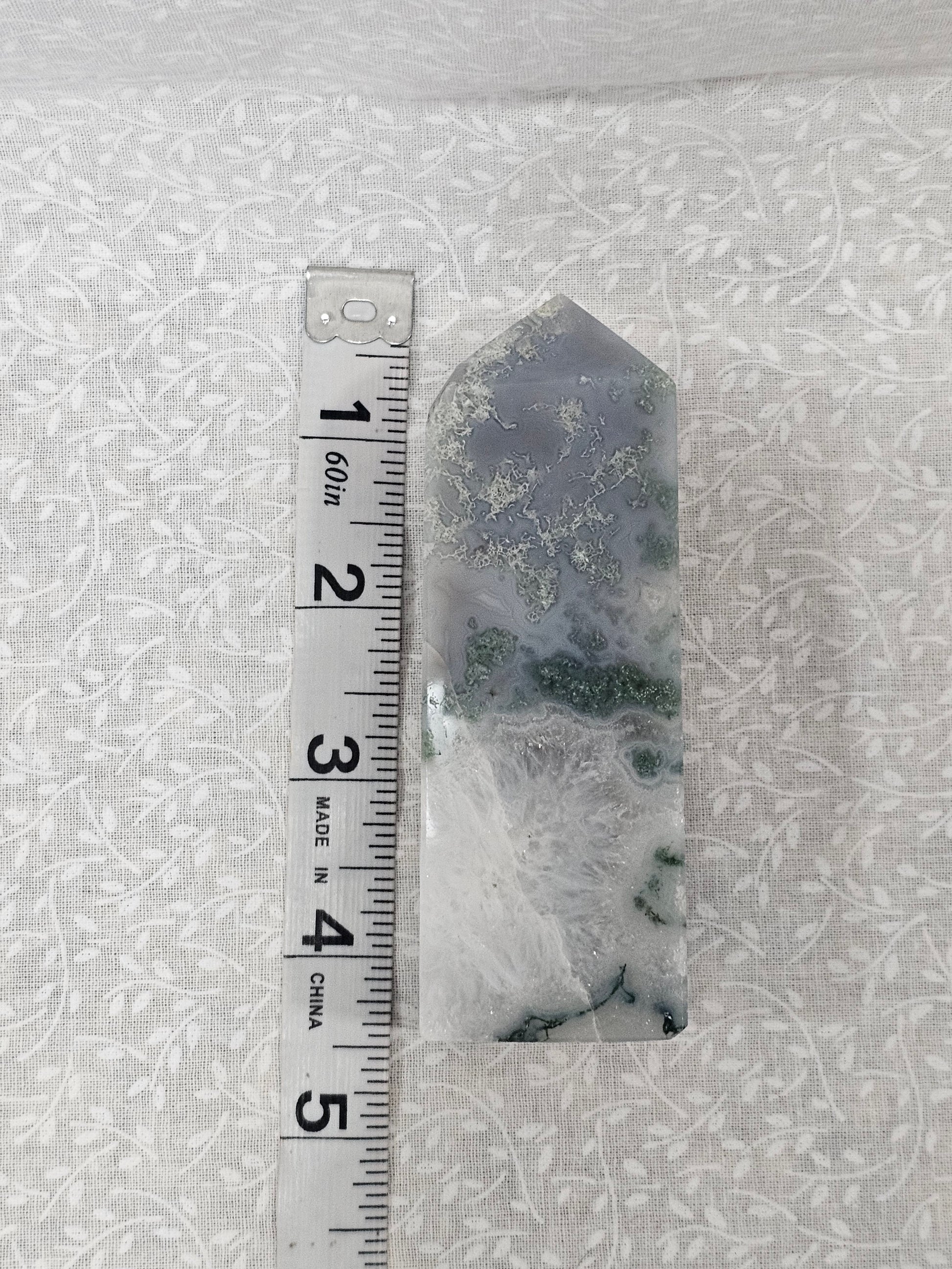 Moss Agate Crystal Tower