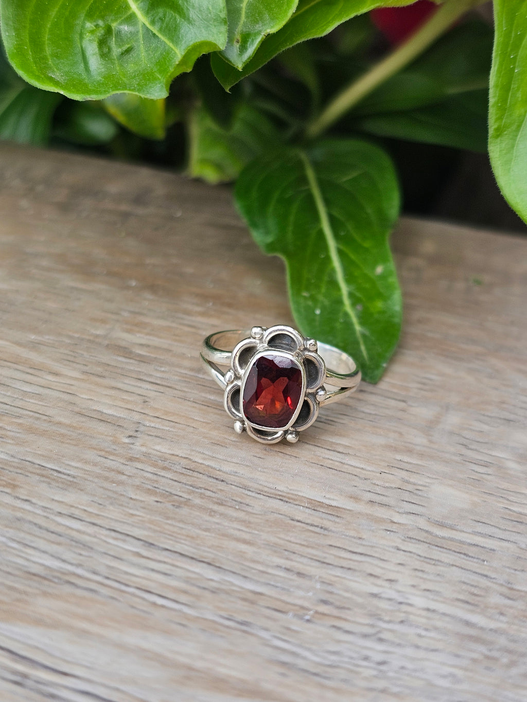 Garnet Gemstone Sterling Silver Ring 6