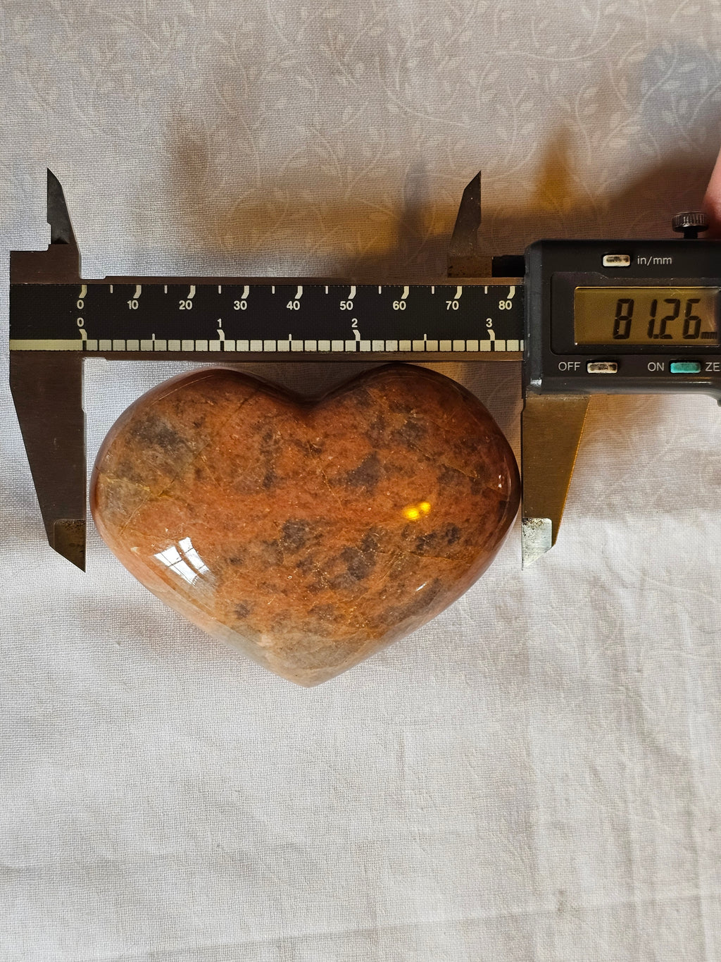 Peach Moonstone Crystal Heart 81mm