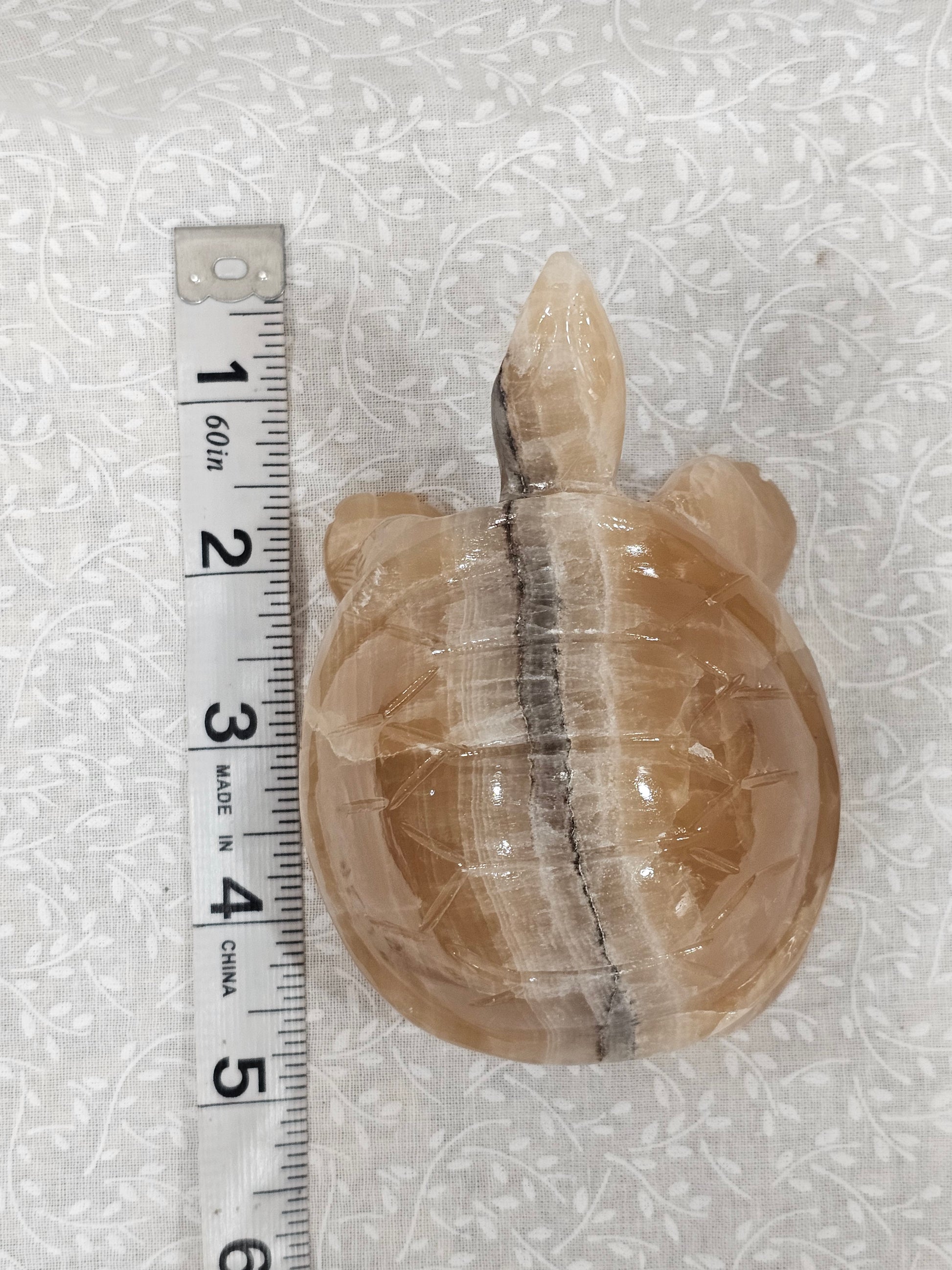 Honey Calcite Crystal Turtle 5 Inch
