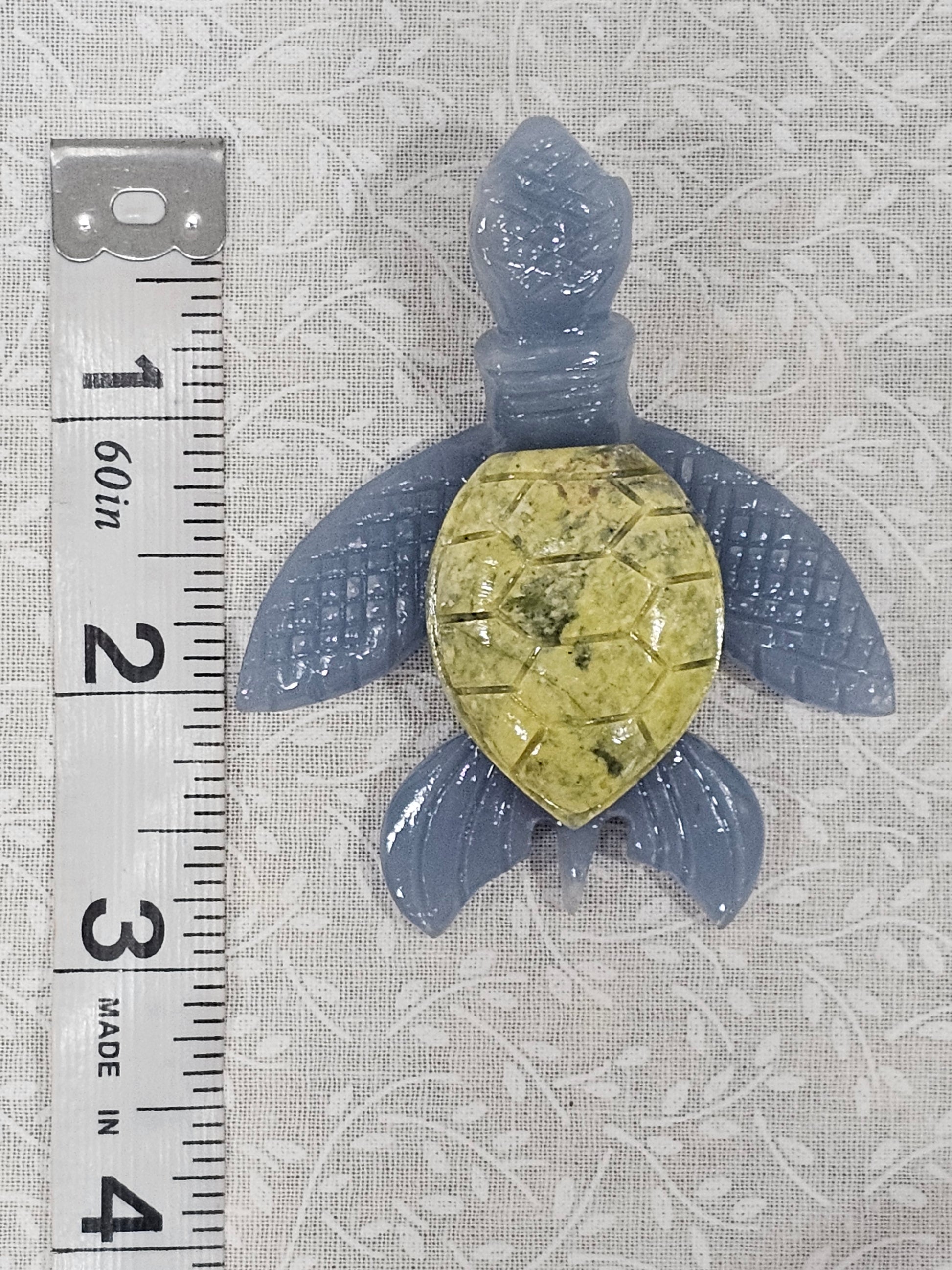 Angelite & Serpentine Crystal Turtle