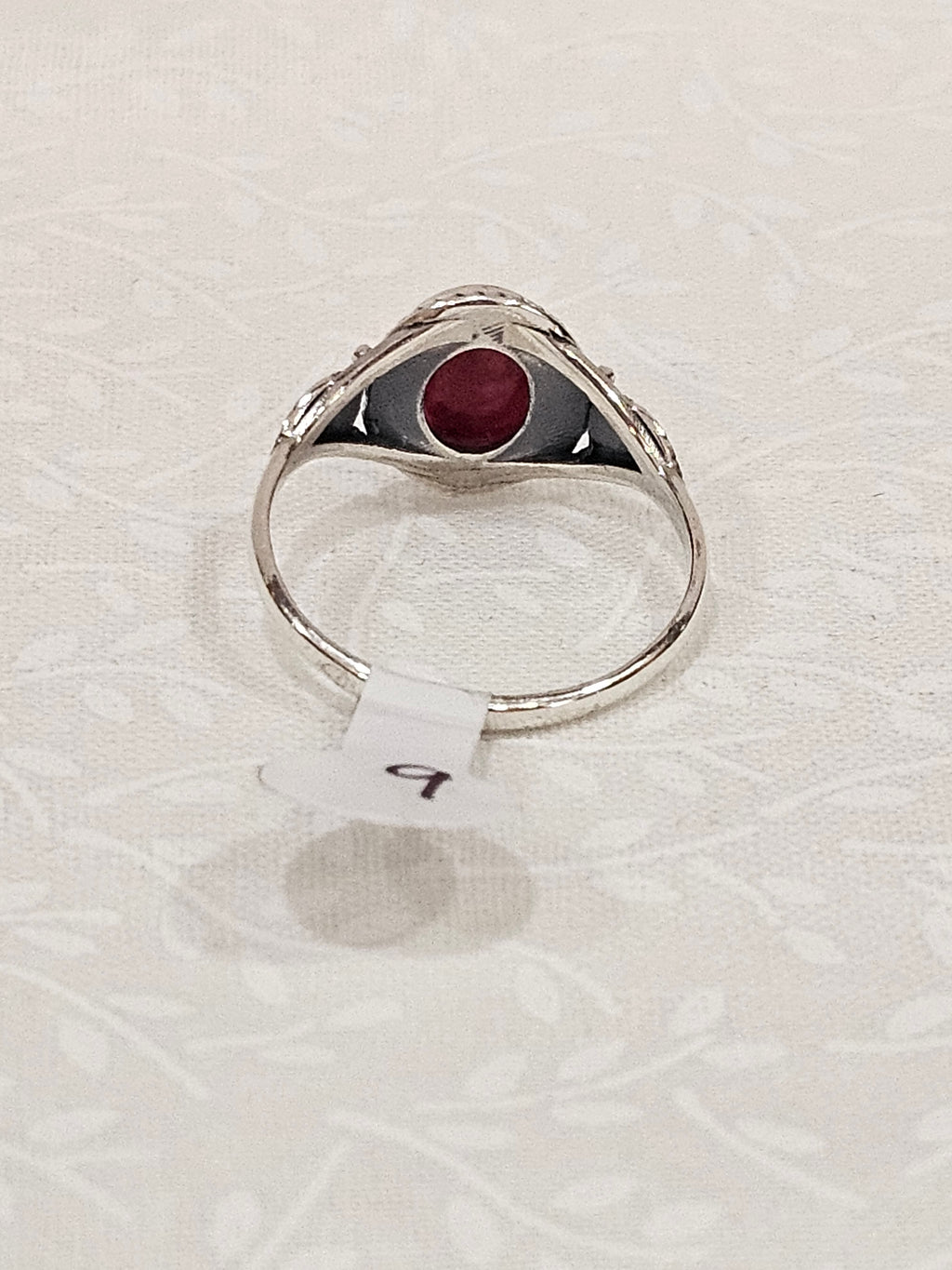 Sterling Silver Ruby Gemstone Ring - Size 9