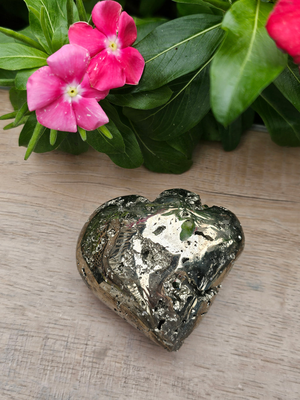 Pyrite Crystal Heart 2.5 Inch - Natural Fool's Gold Stone