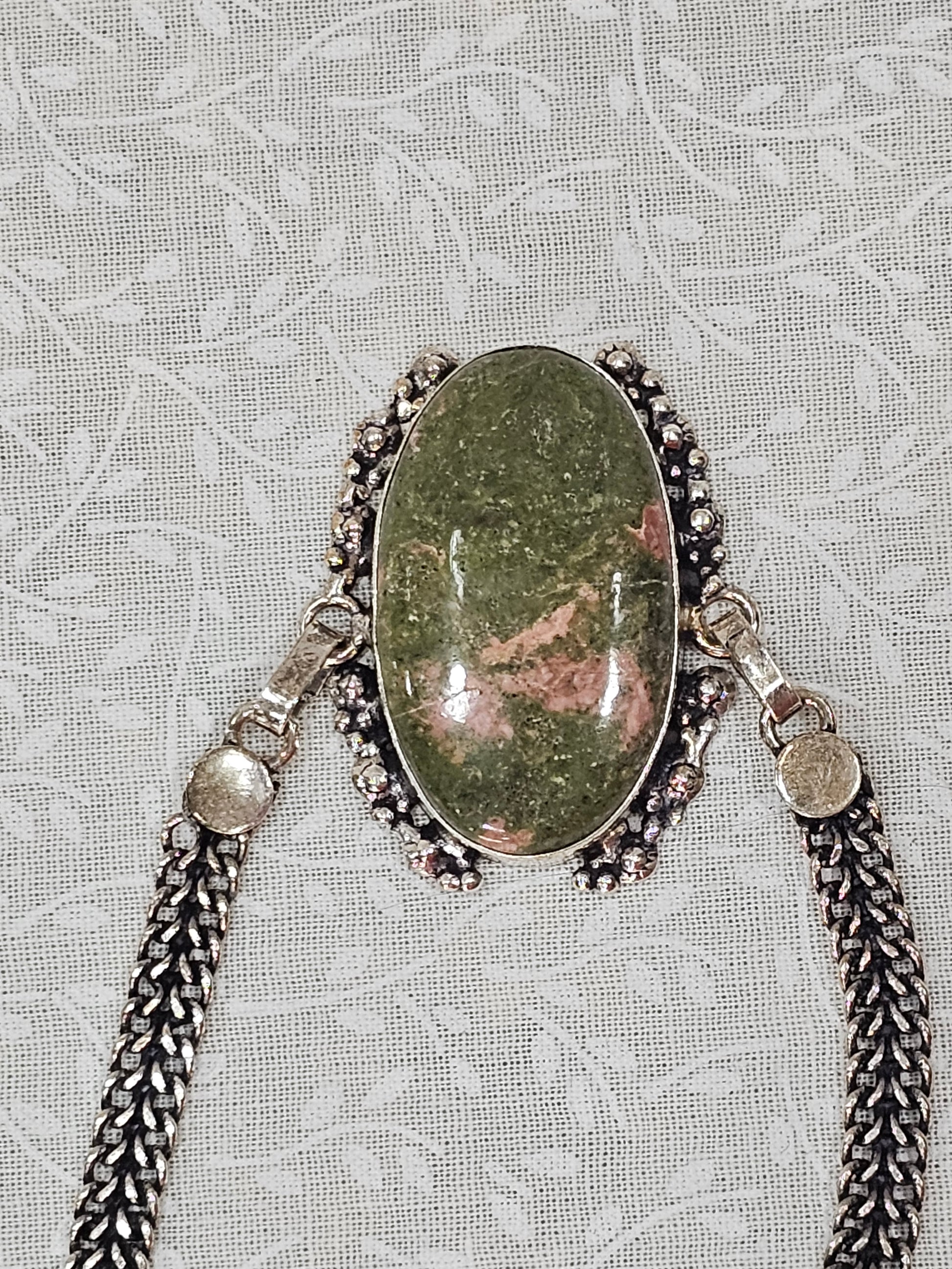 Sterling Silver Unakite Gemstone Bracelet