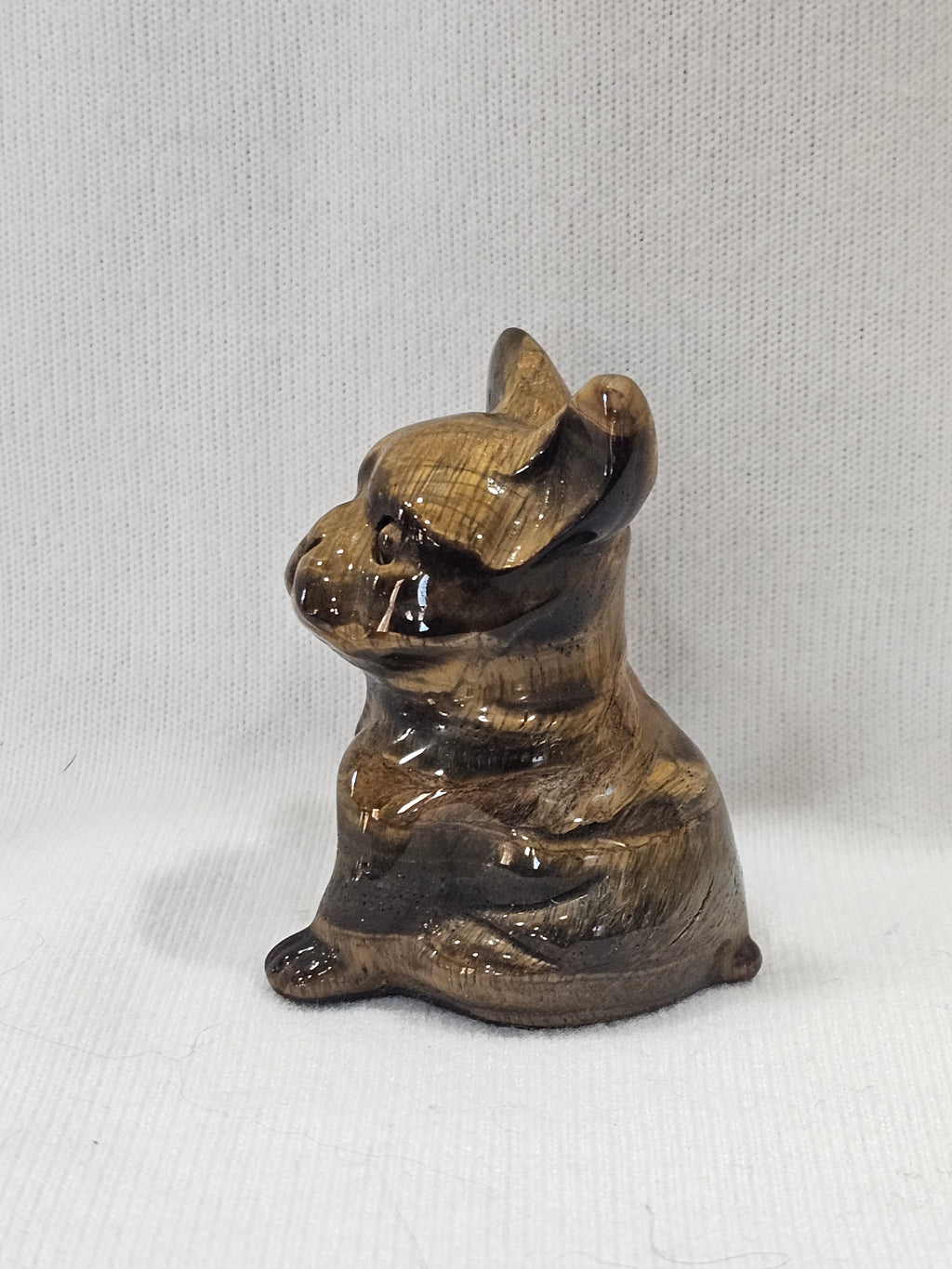 Tiger Eye Frenchie Dog Crystal Carving