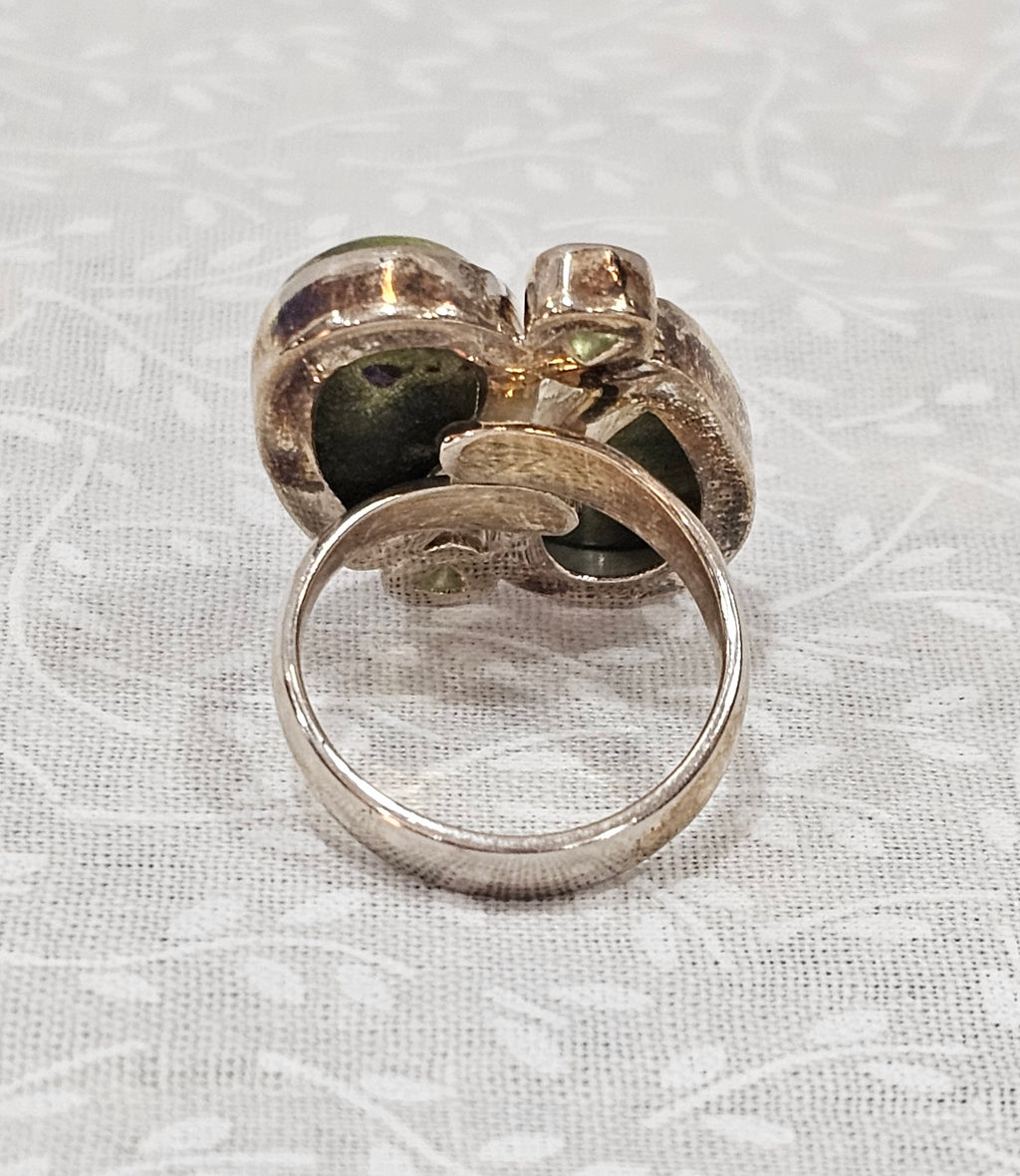 Sterling Silver Serpentine & Peridot Gemstone Ring