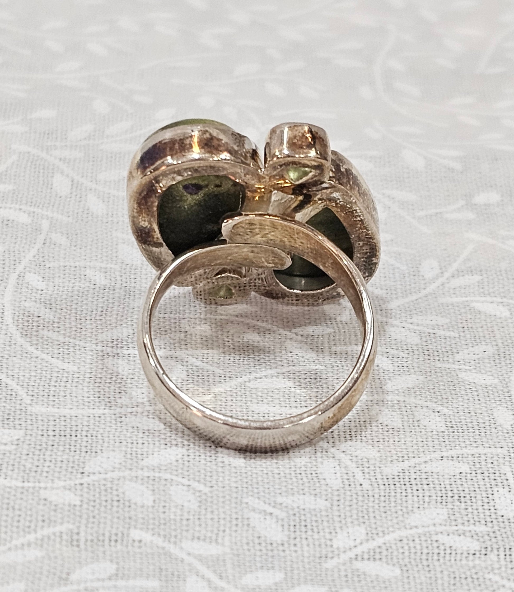 Sterling Silver Serpentine & Peridot Gemstone Ring