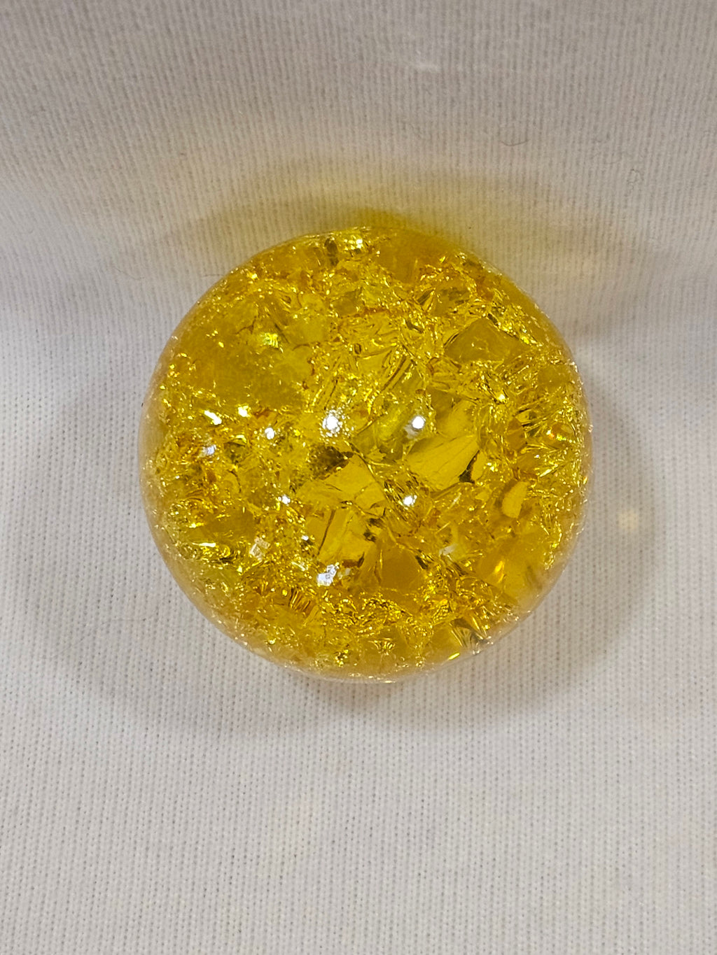 Yellow Aura Crackle Glass Sphere 50mm