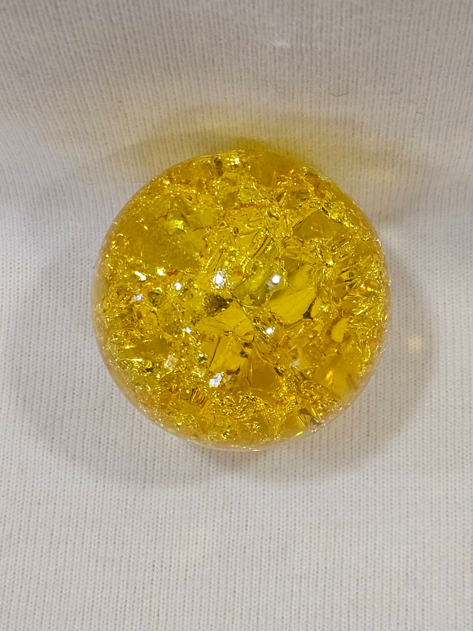 Yellow Aura Crackle Glass Sphere 50mm