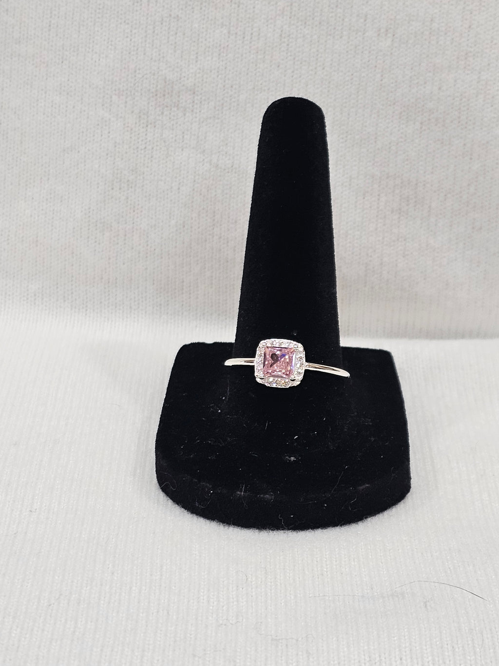 Pink Sapphire Sterling Silver Ring - Size 8.5