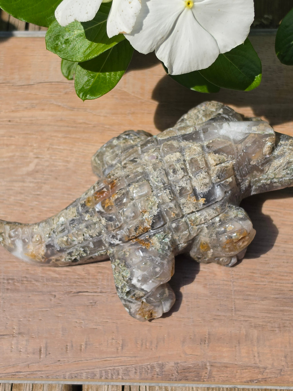Flower Agate Crystal Crocodile
