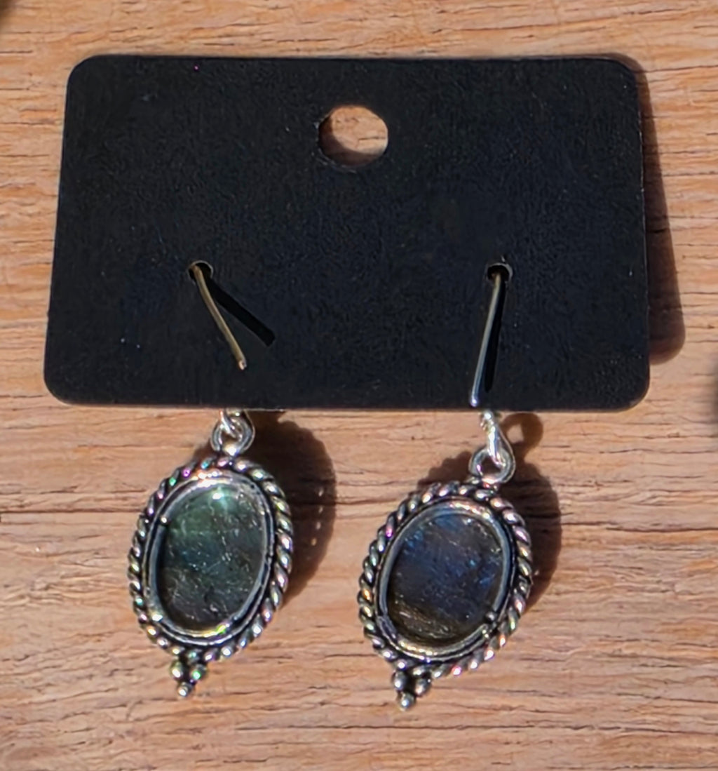 Labradorite Dangling Sterling Silver Earrings
