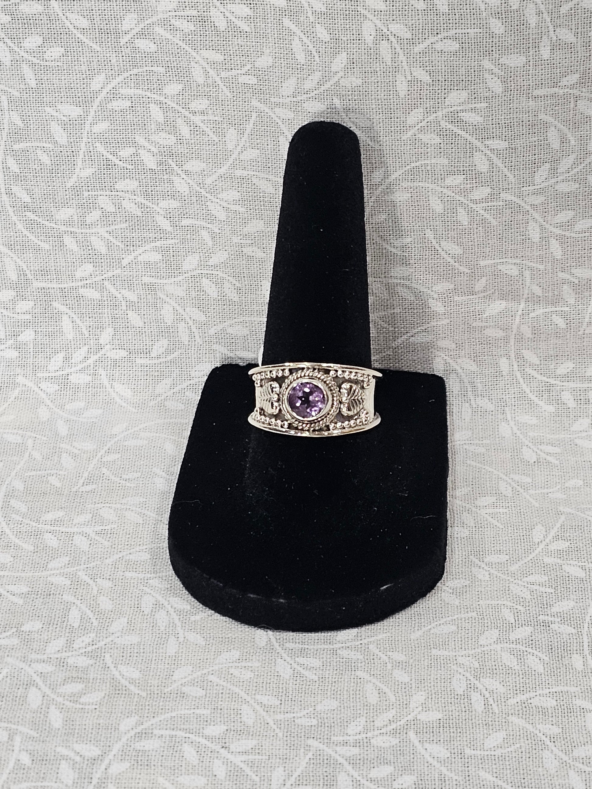 Sterling Silver Amethyst Gemstone Ring 7