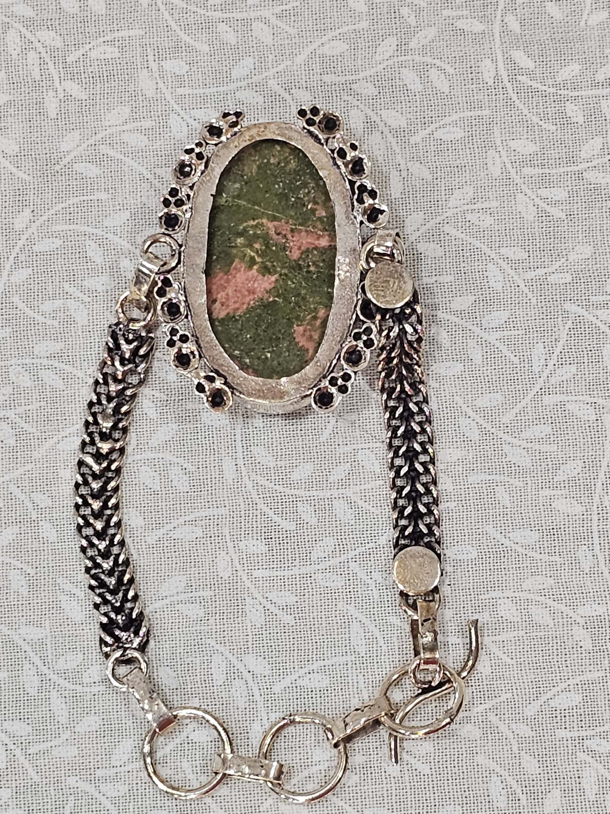 Sterling Silver Unakite Gemstone Bracelet
