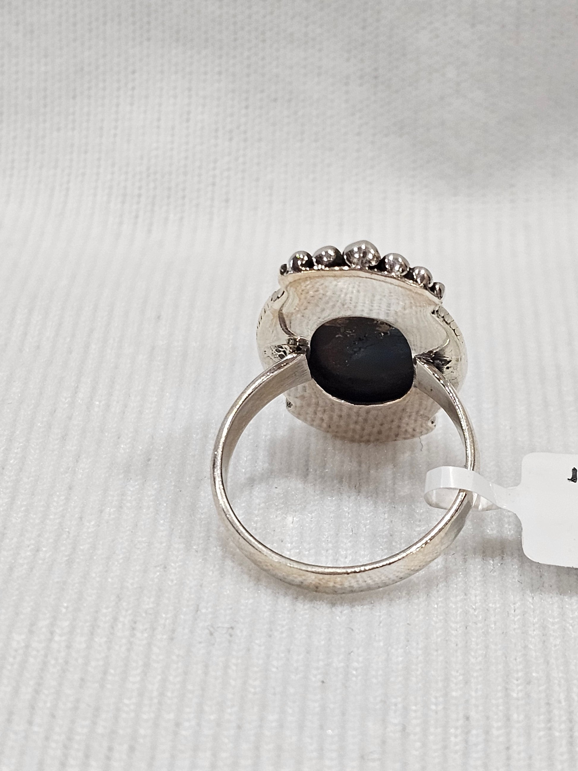 Blue Peacock Dahlia Turquoise 9.25 Sterling Silver Ring 8