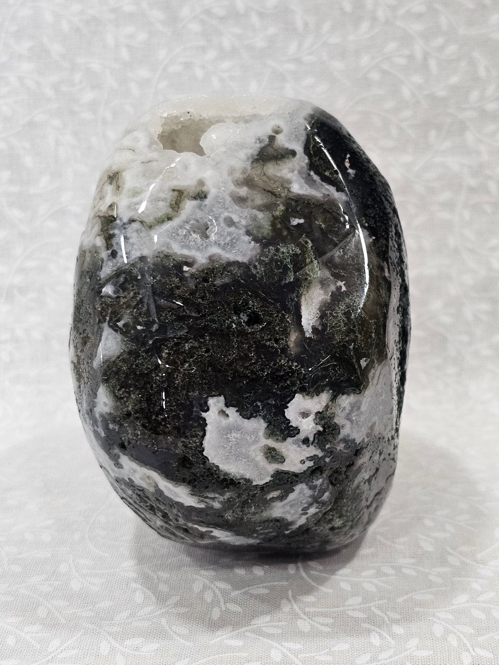 Moss Agate Crystal Skull