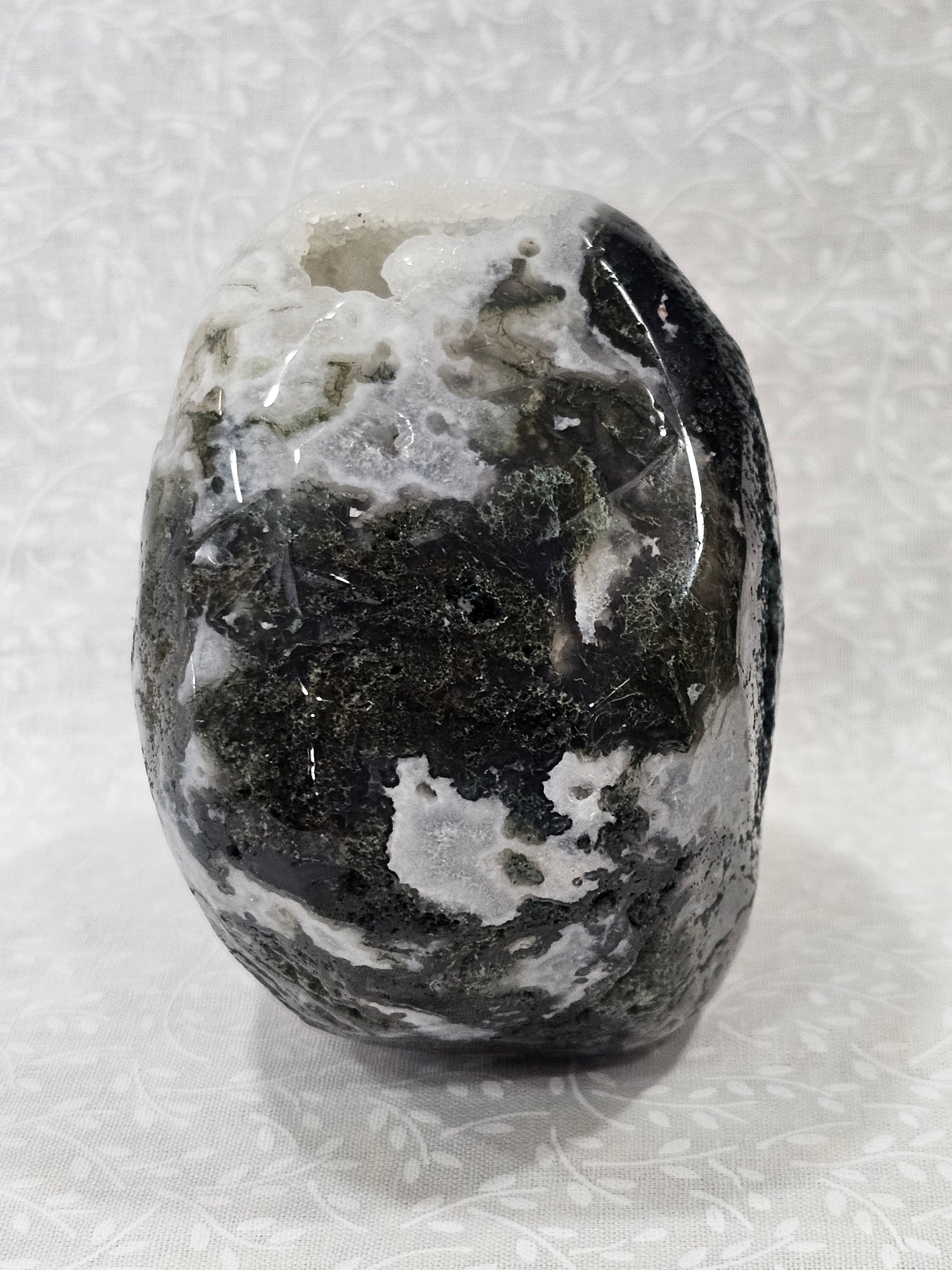 Moss Agate Crystal Skull