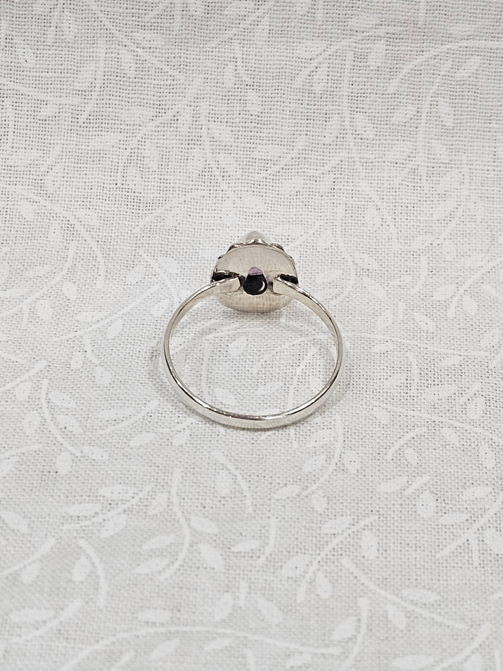 Sterling Silver Amethyst Meditation Ring Spiritual Awakening - Size 8