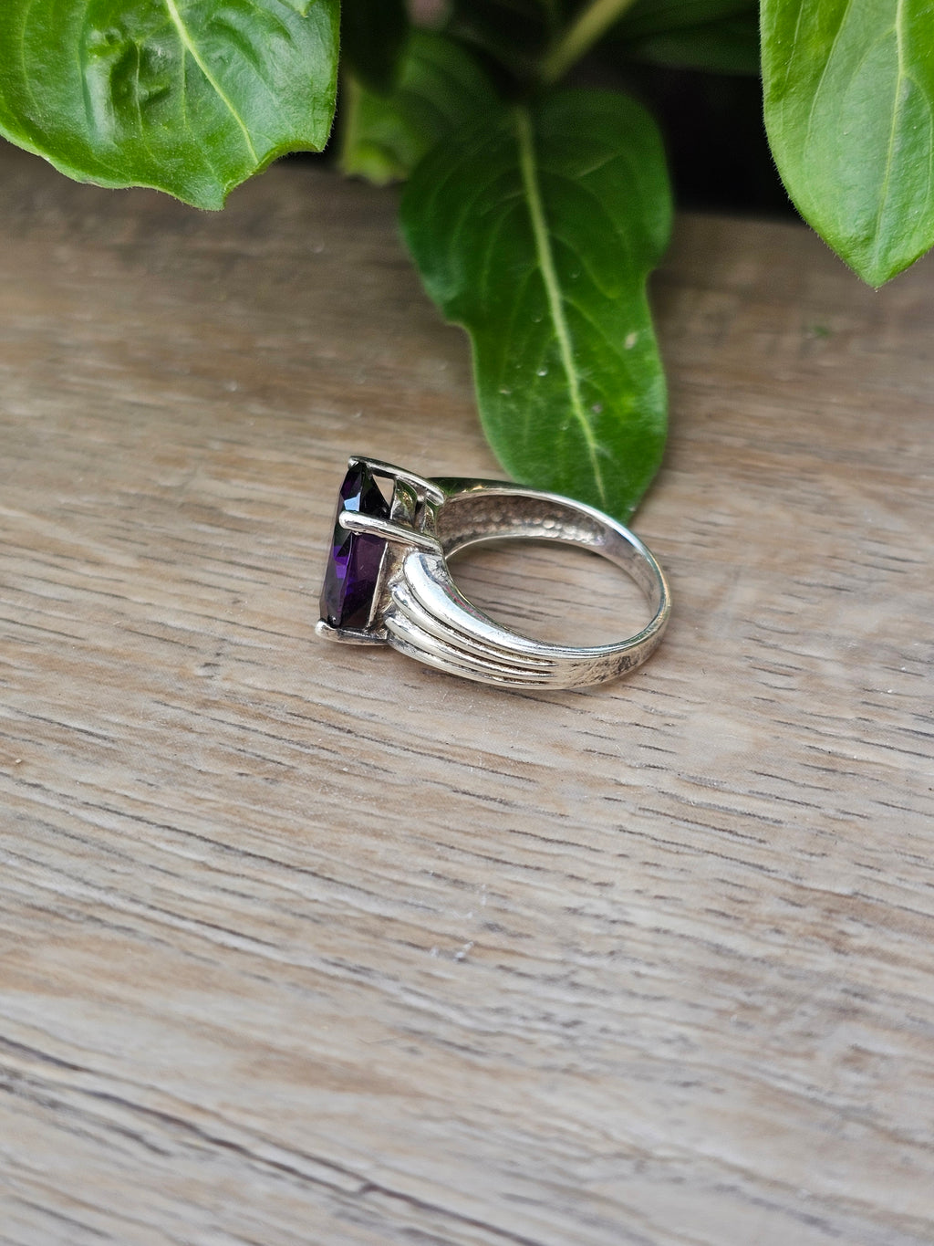 Amethyst Gemstone Sterling Silver Ring — Size 5