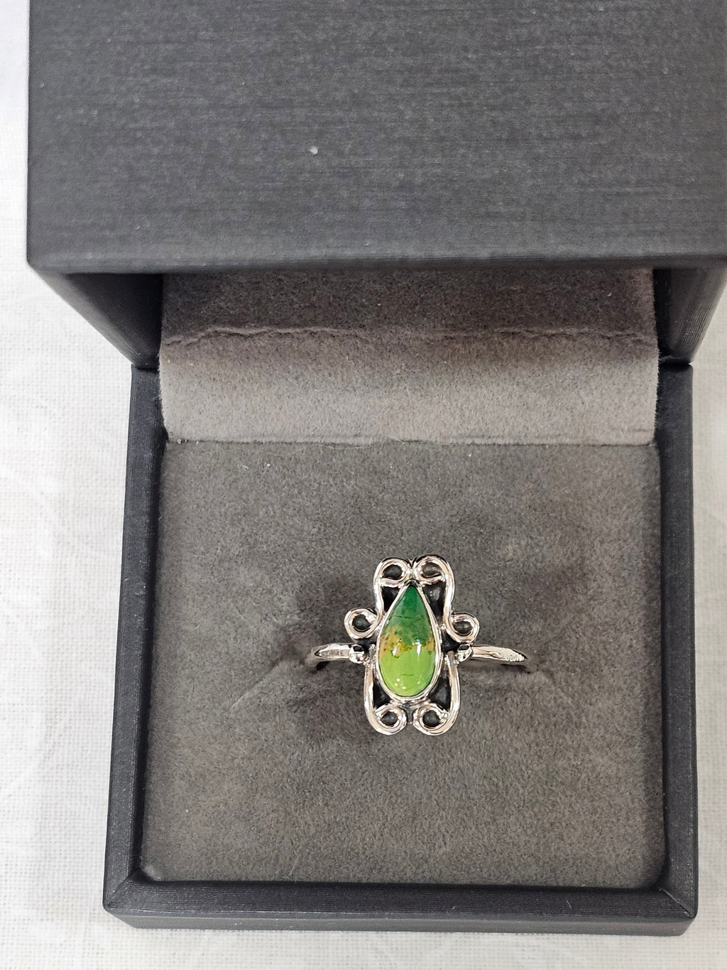 Sterling Silver Green Turquoise Open-Back Ring - Size 8.5