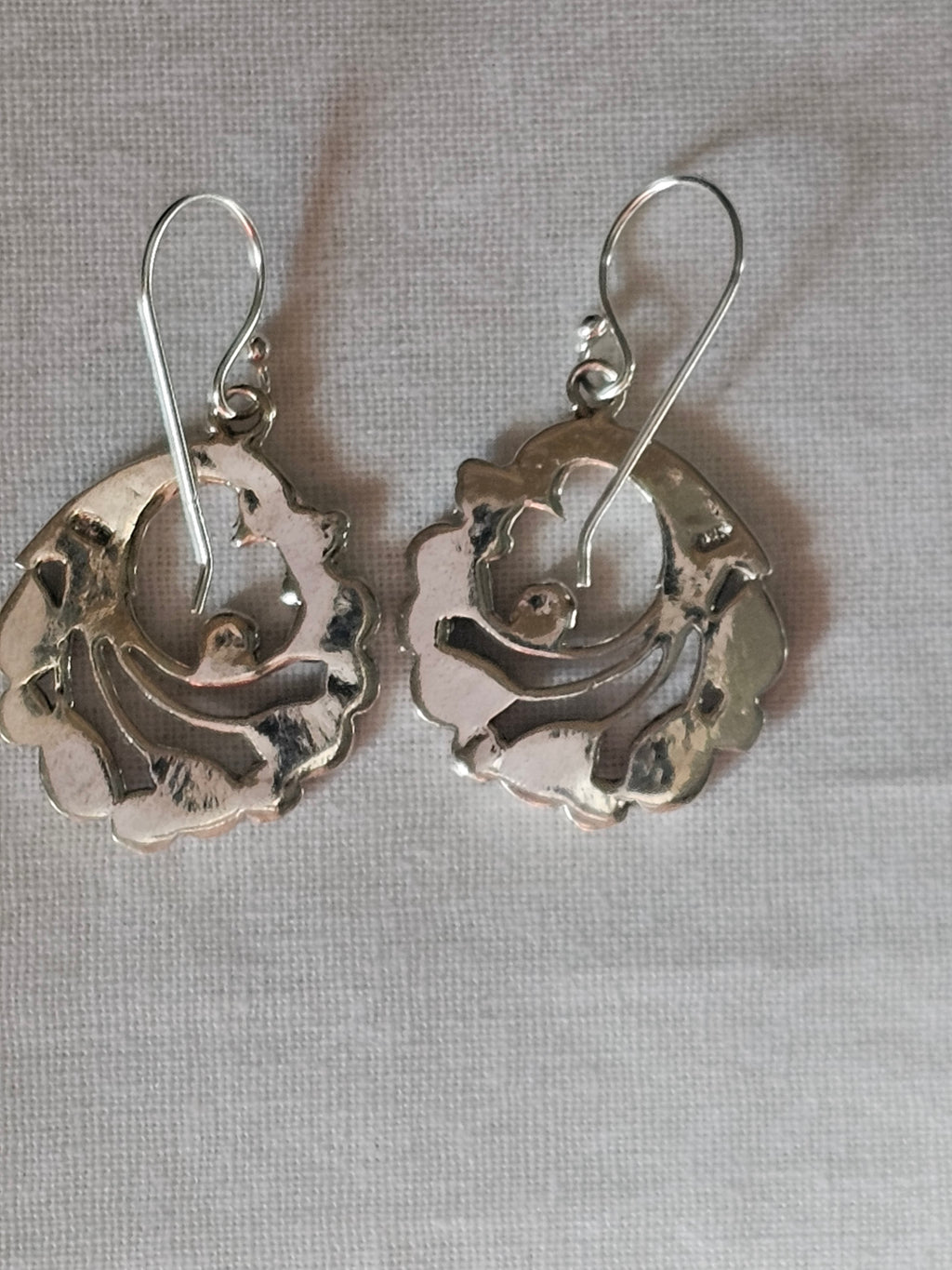 Sterling Silver Chrysoprase Peacock Dangle Earrings - Natural Gemstone