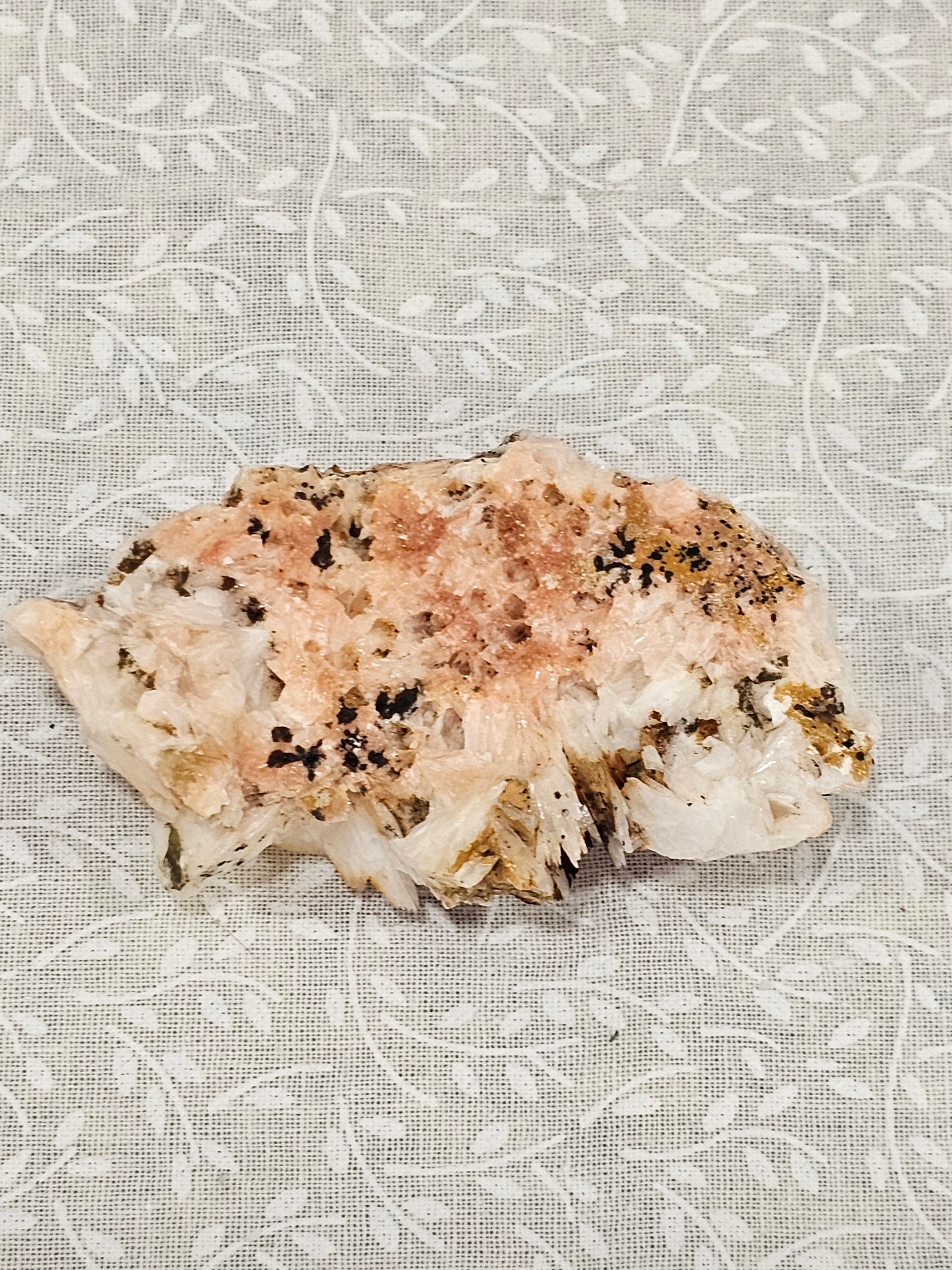 Vanadinite on Barite Raw Crystal Cluster
