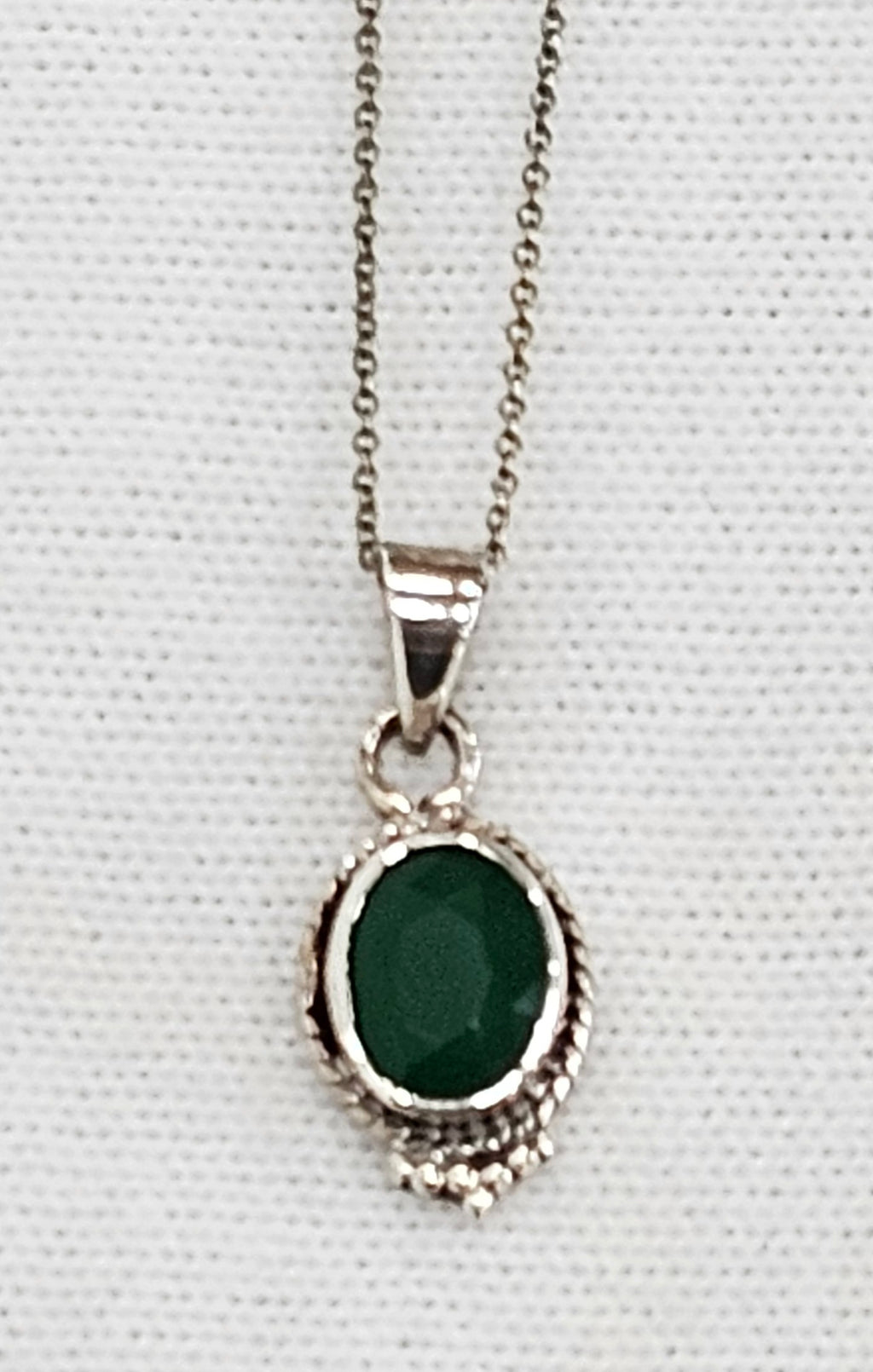 Sterling Silver Emerald Necklace - 18" to 20" Adjustable Chain