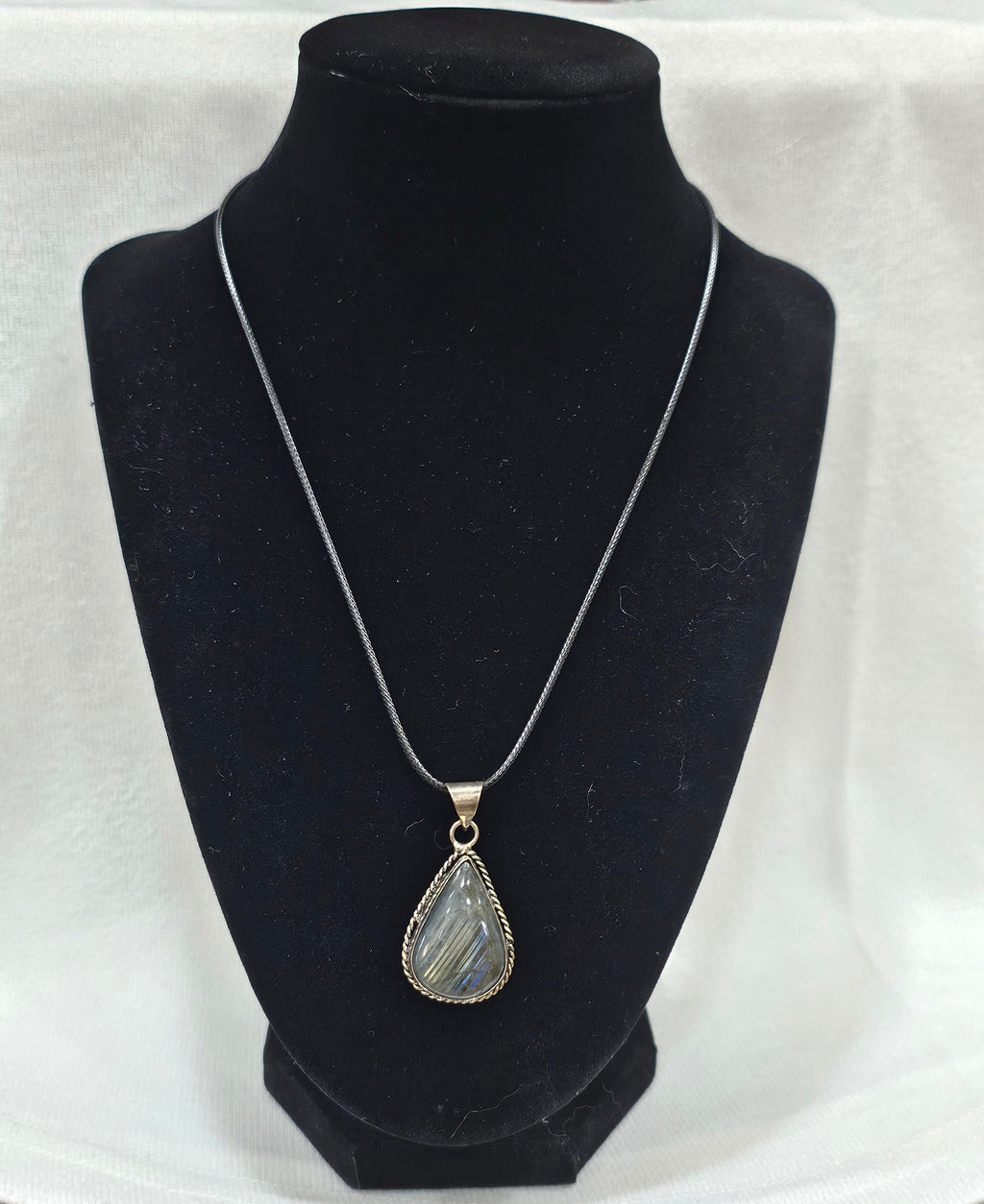 Labradorite Necklace on Corded Rope Chain