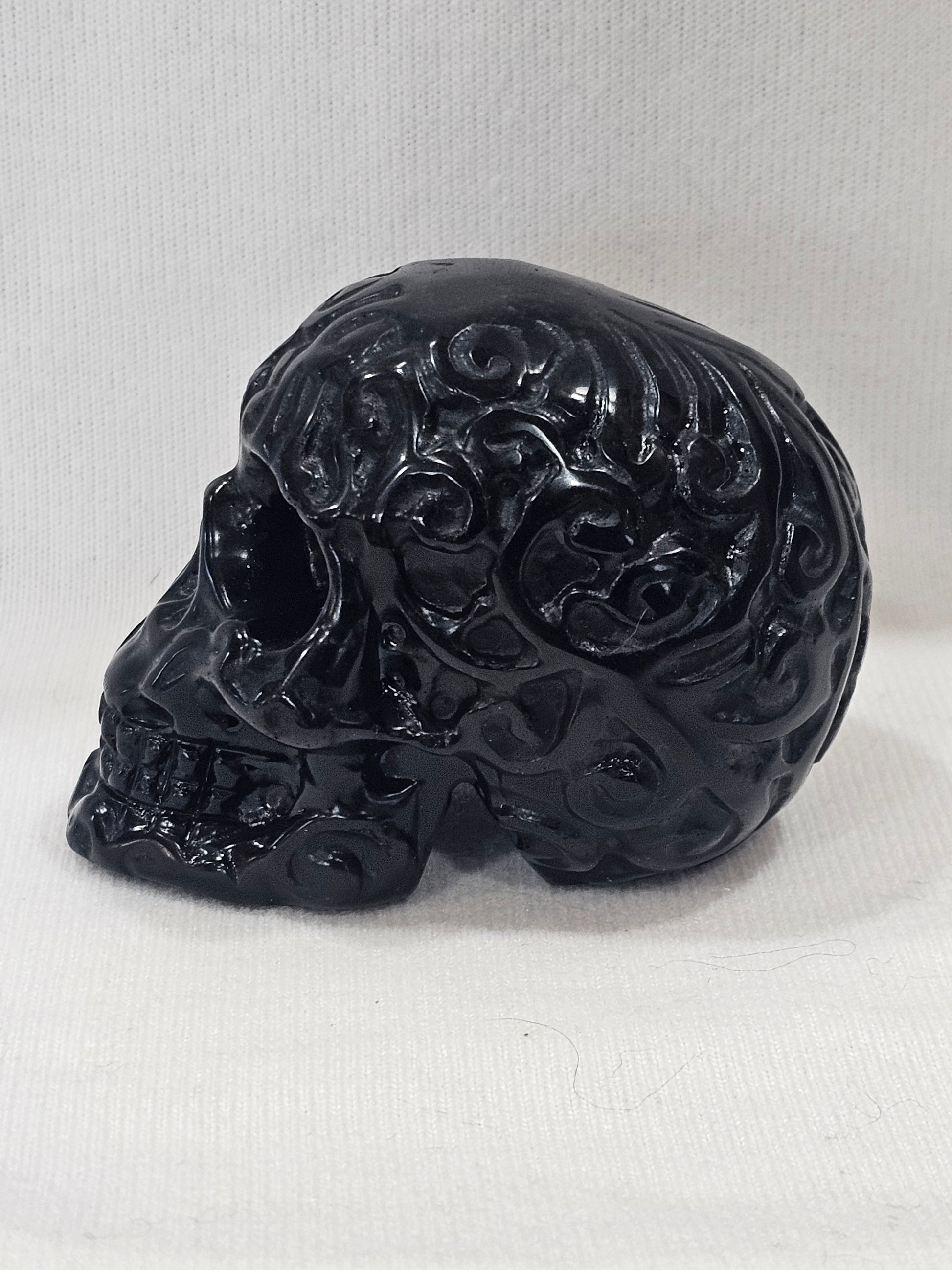 Black Obsidian Crystal Skull - 3.25" Hand Carved Stone