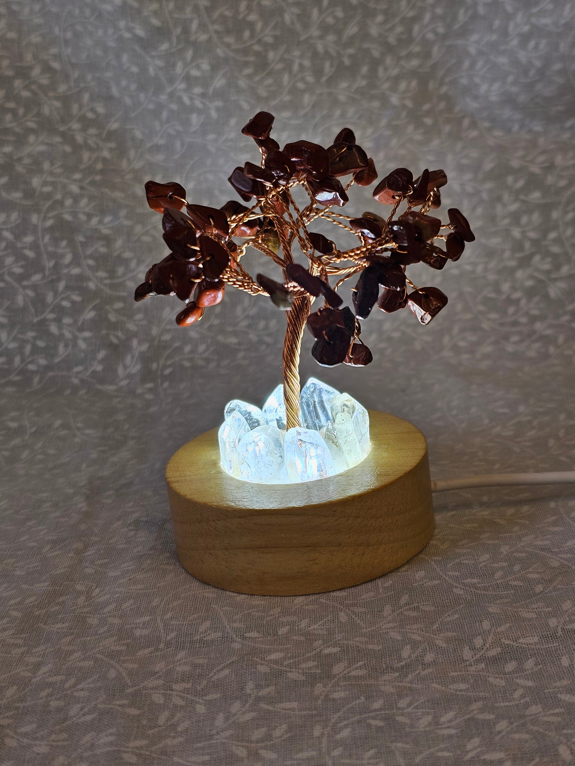Jasper Crystal Lighted Money Tree - Natural Stone