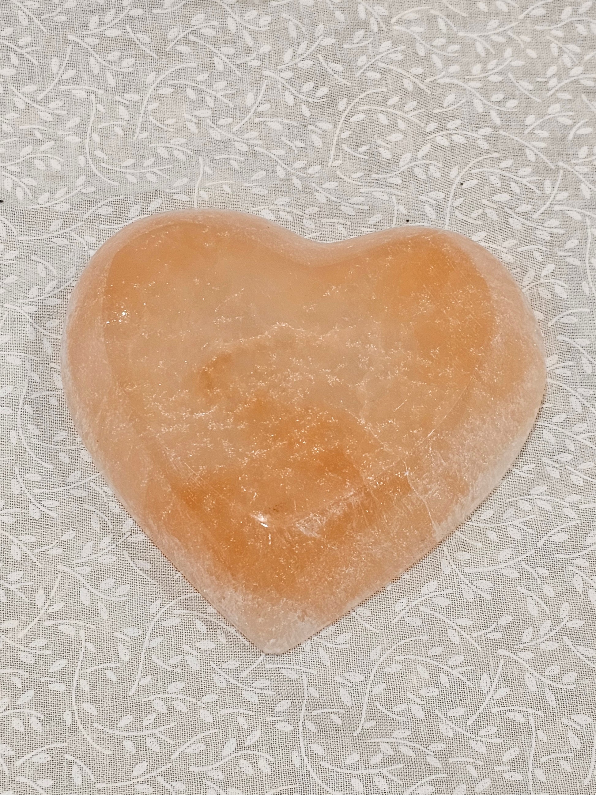 Orange Calcite Crystal Heart Bowl 5 Inch