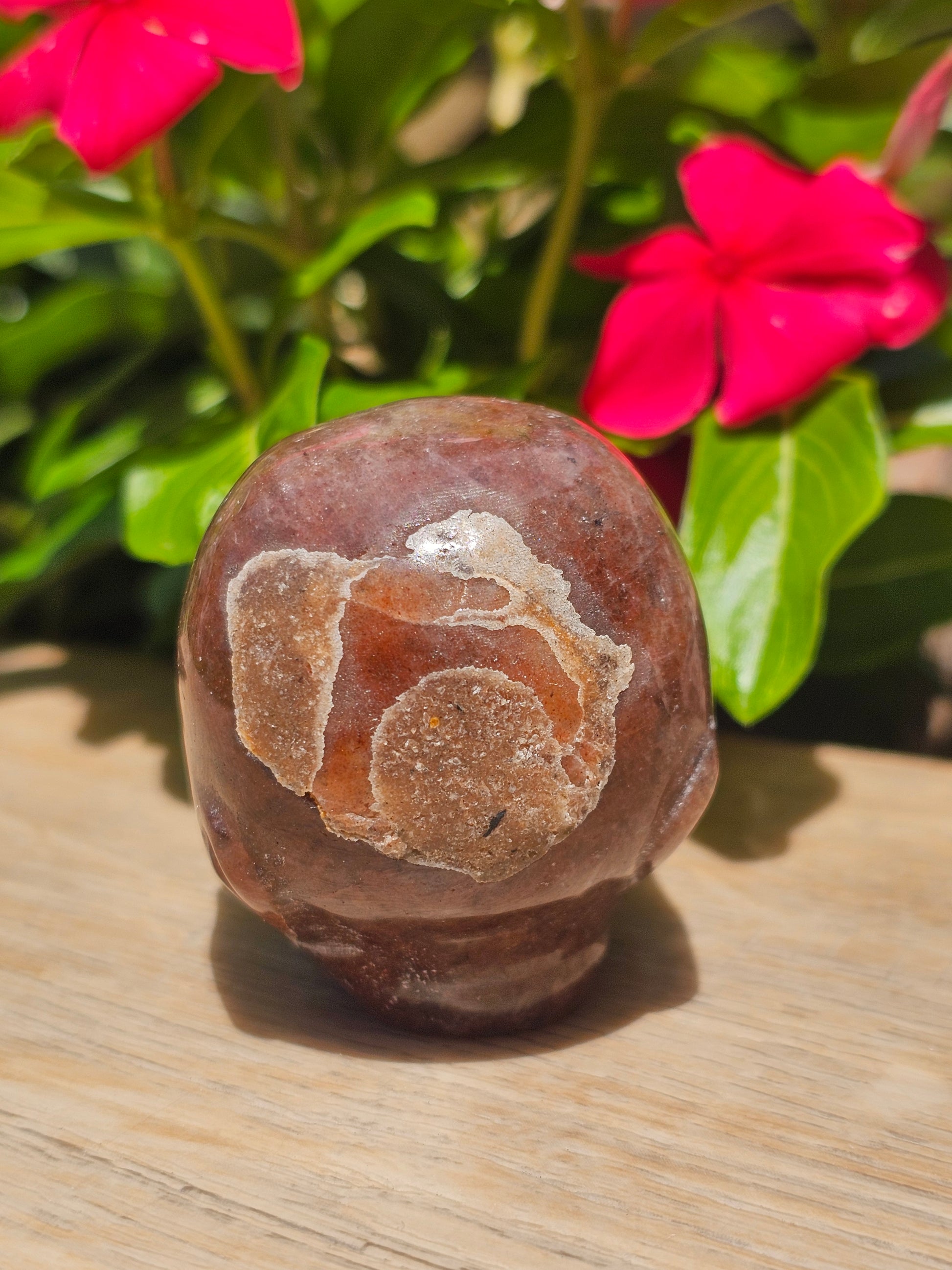 Red Garnet Crystal Skull with Labradorite Eyes