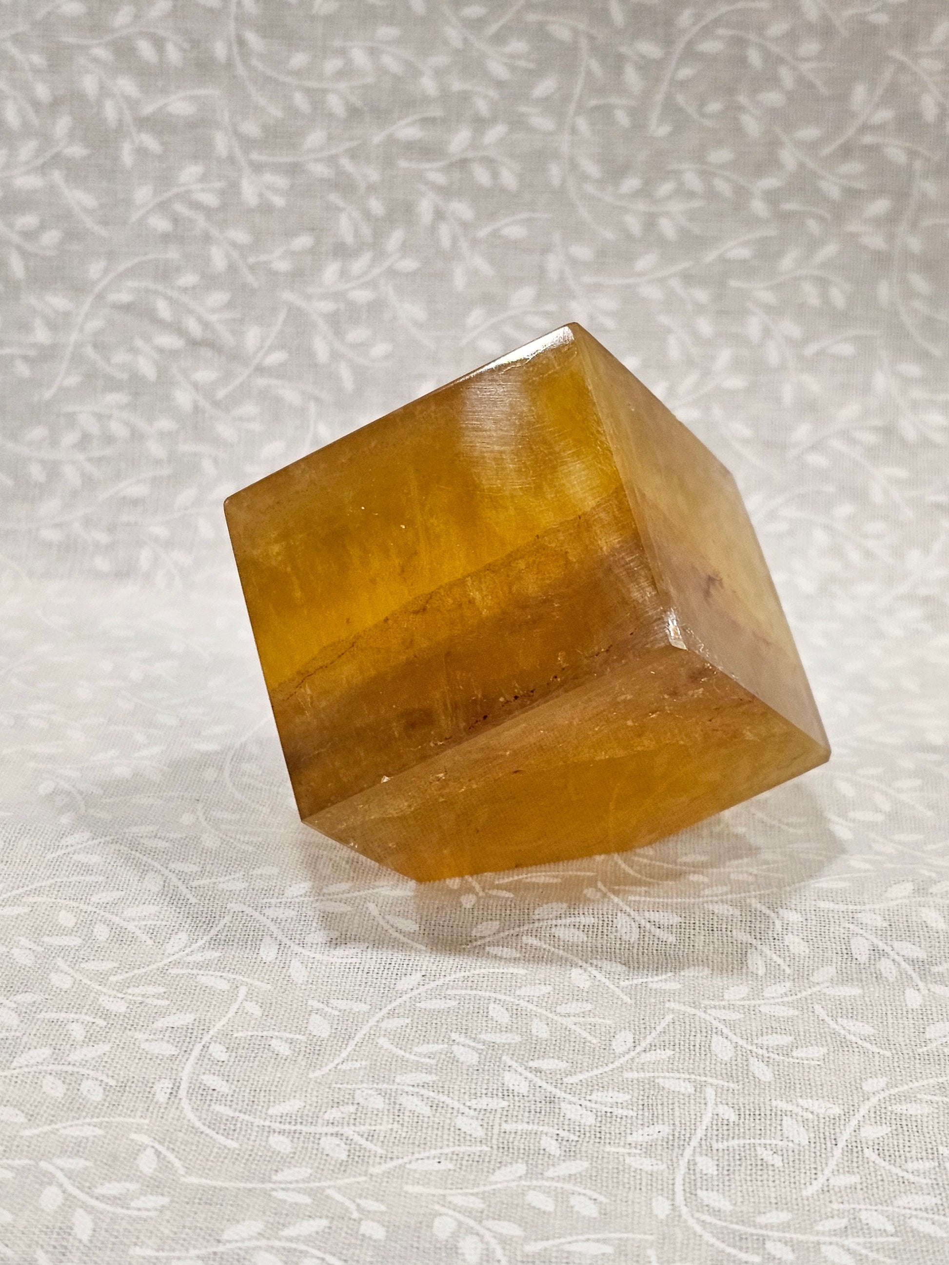 Yellow Fluorite Crystal Cube
