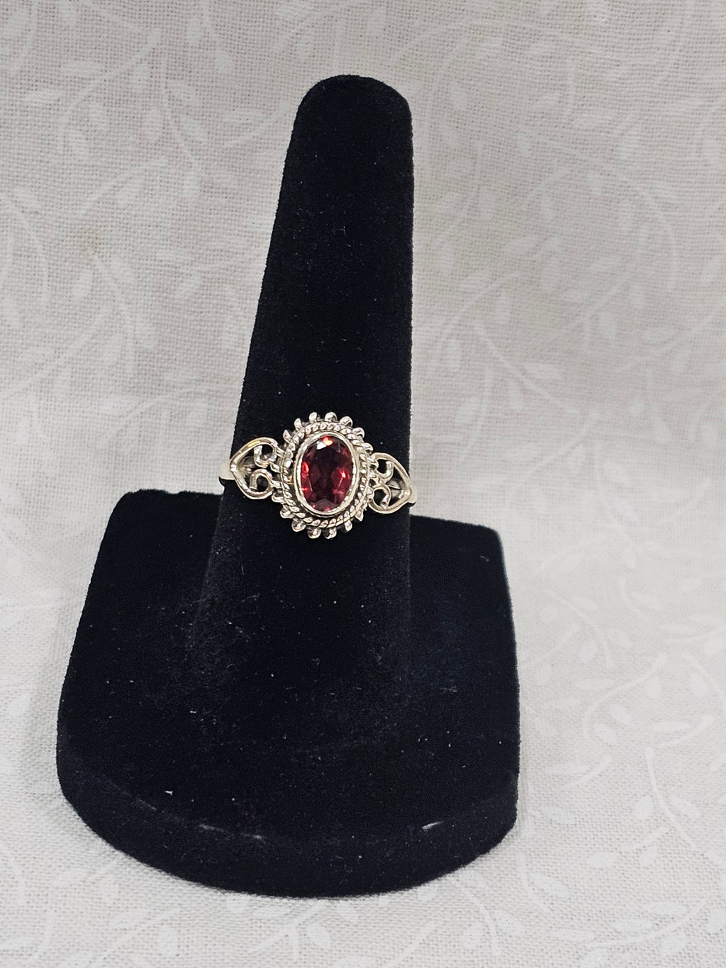 Sterling Silver Garnet Gemstone Ring 6