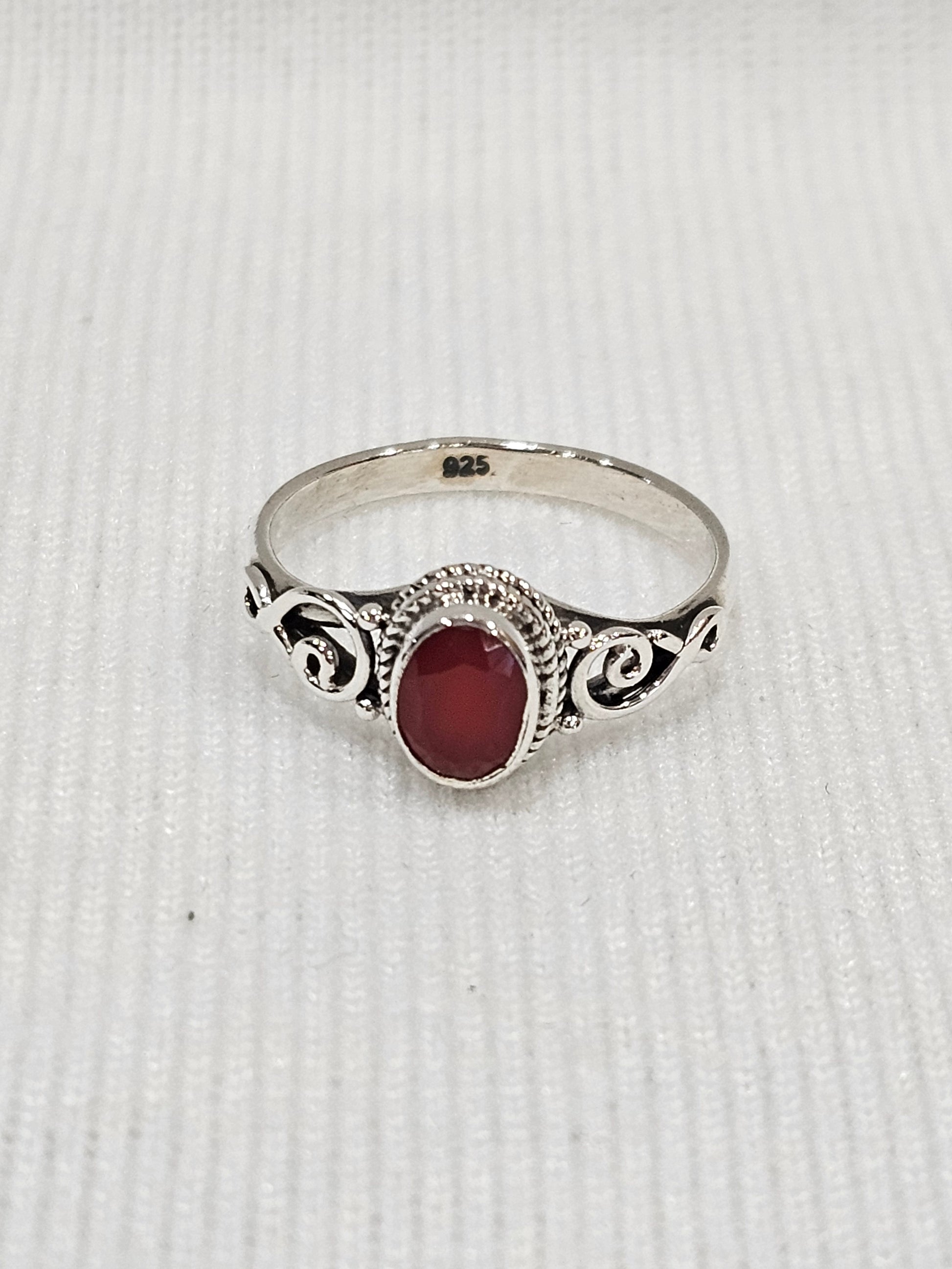Garnet Gemstone 9.25 Sterling Silver Ring 8