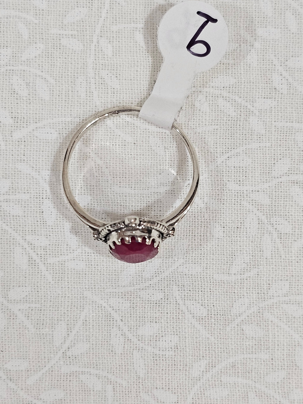 Sterling Silver Ruby Gemstone Ring - Size 9