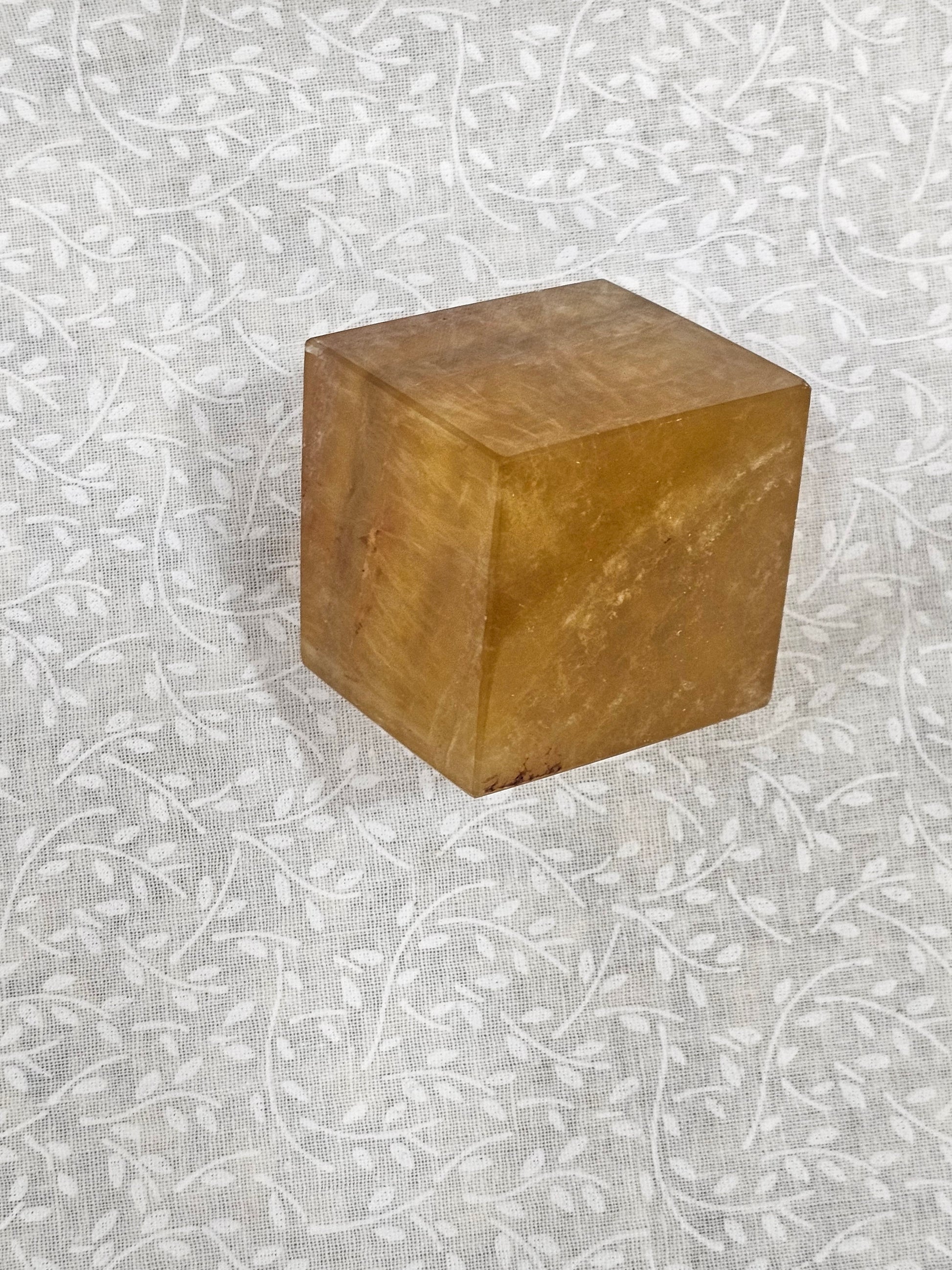 Yellow Fluorite Crystal Cube