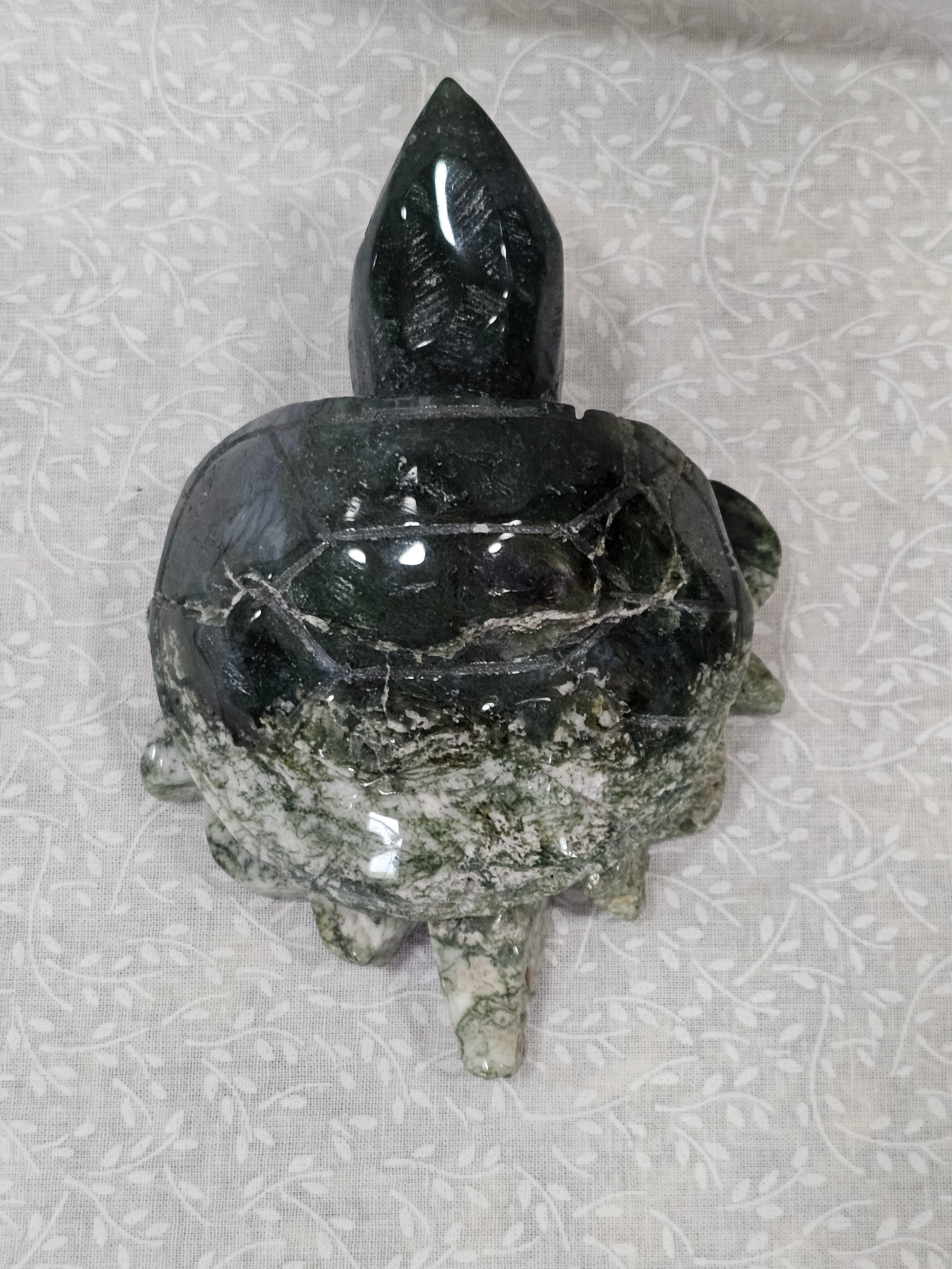 Moss Agate Crystal Turtle