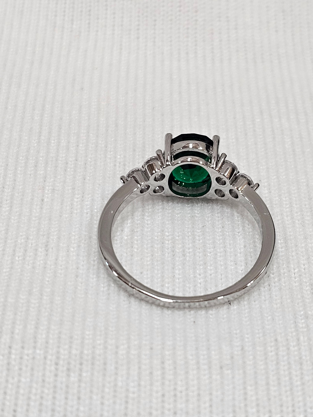 Emerald Quartz Crystal Ring - Sterling Silver Natural Gemstone Size 10