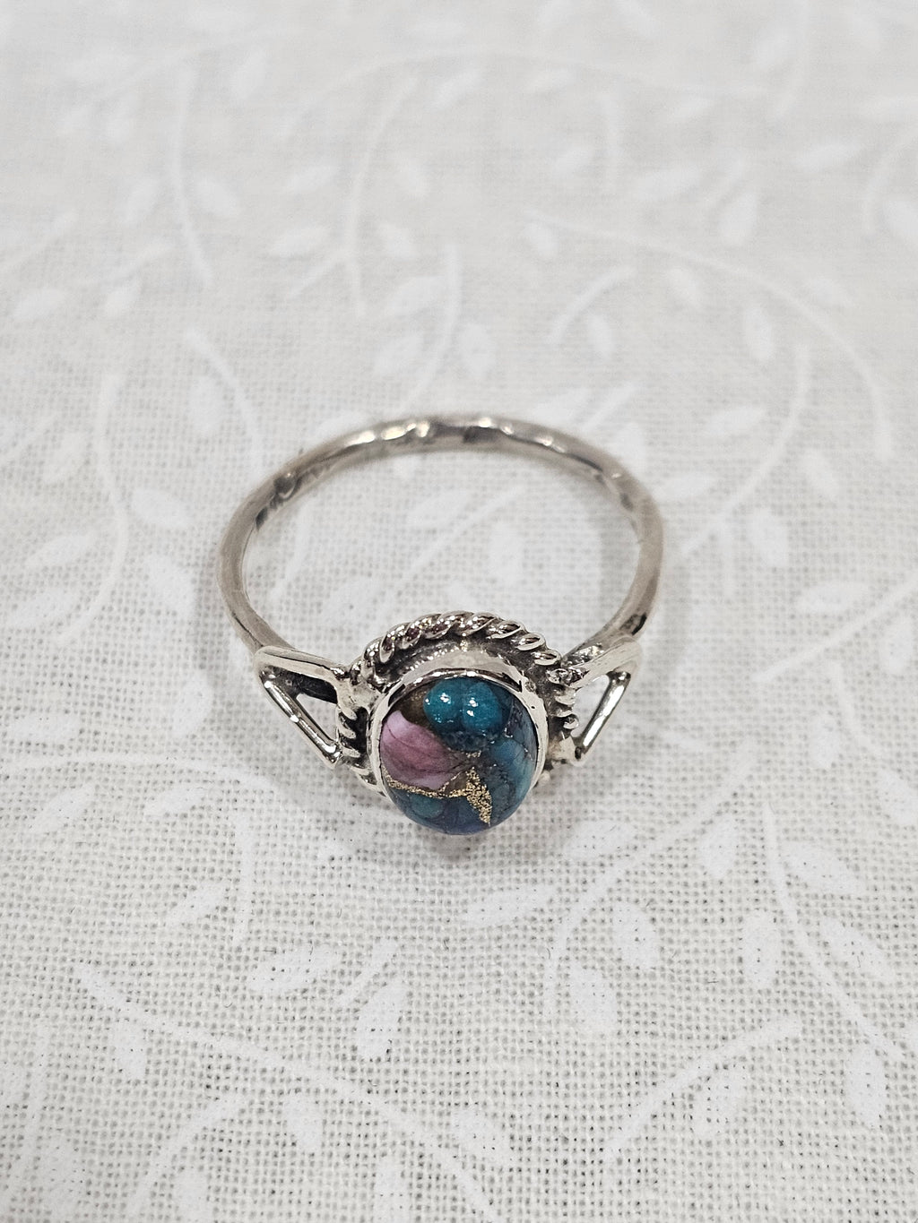 Sterling Silver Dahlia Turquoise Ring - Size 8