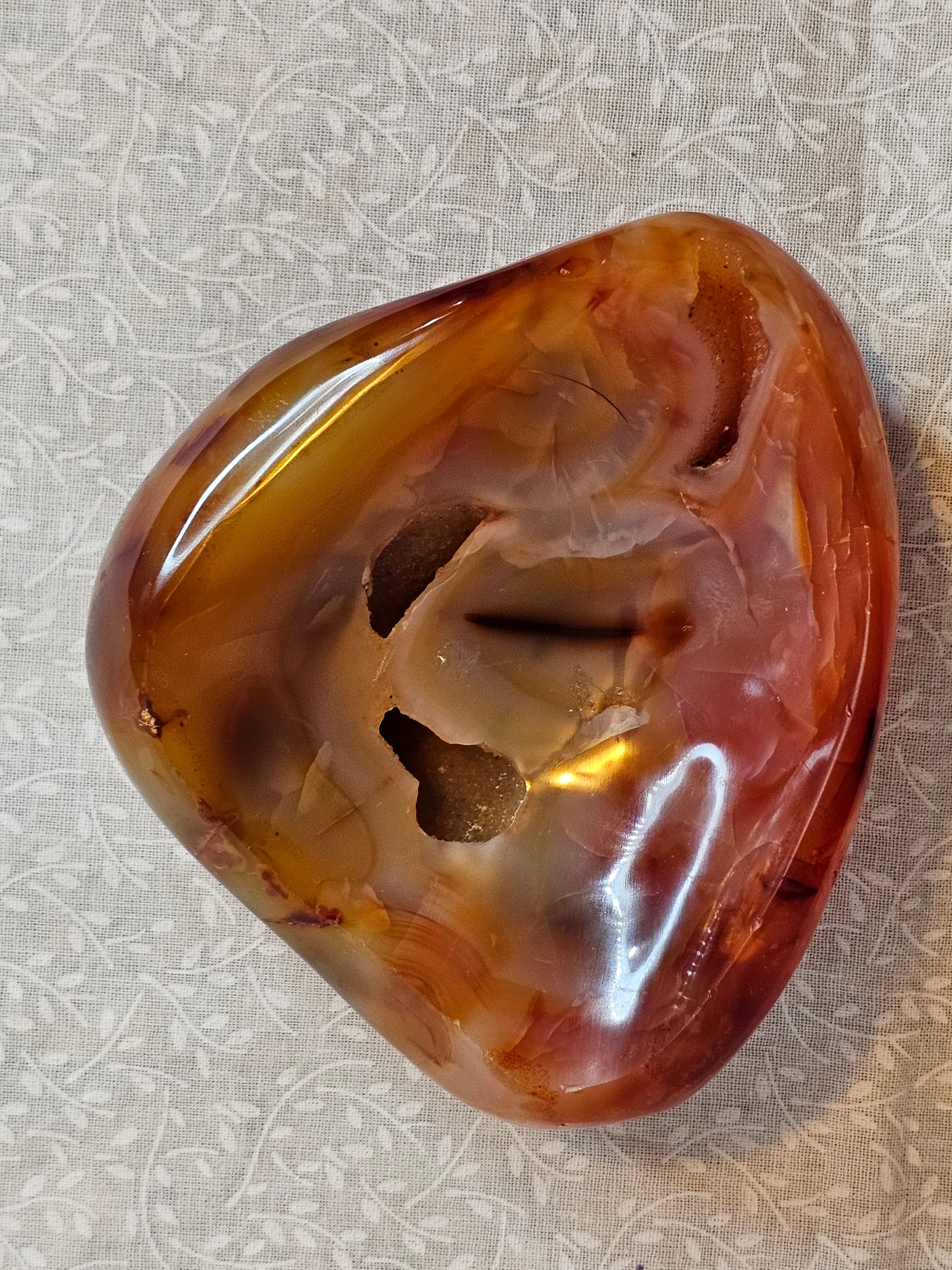 Carnelian Crystal Bowl - 3.75 Inch Natural Stone Bowl with Druzys